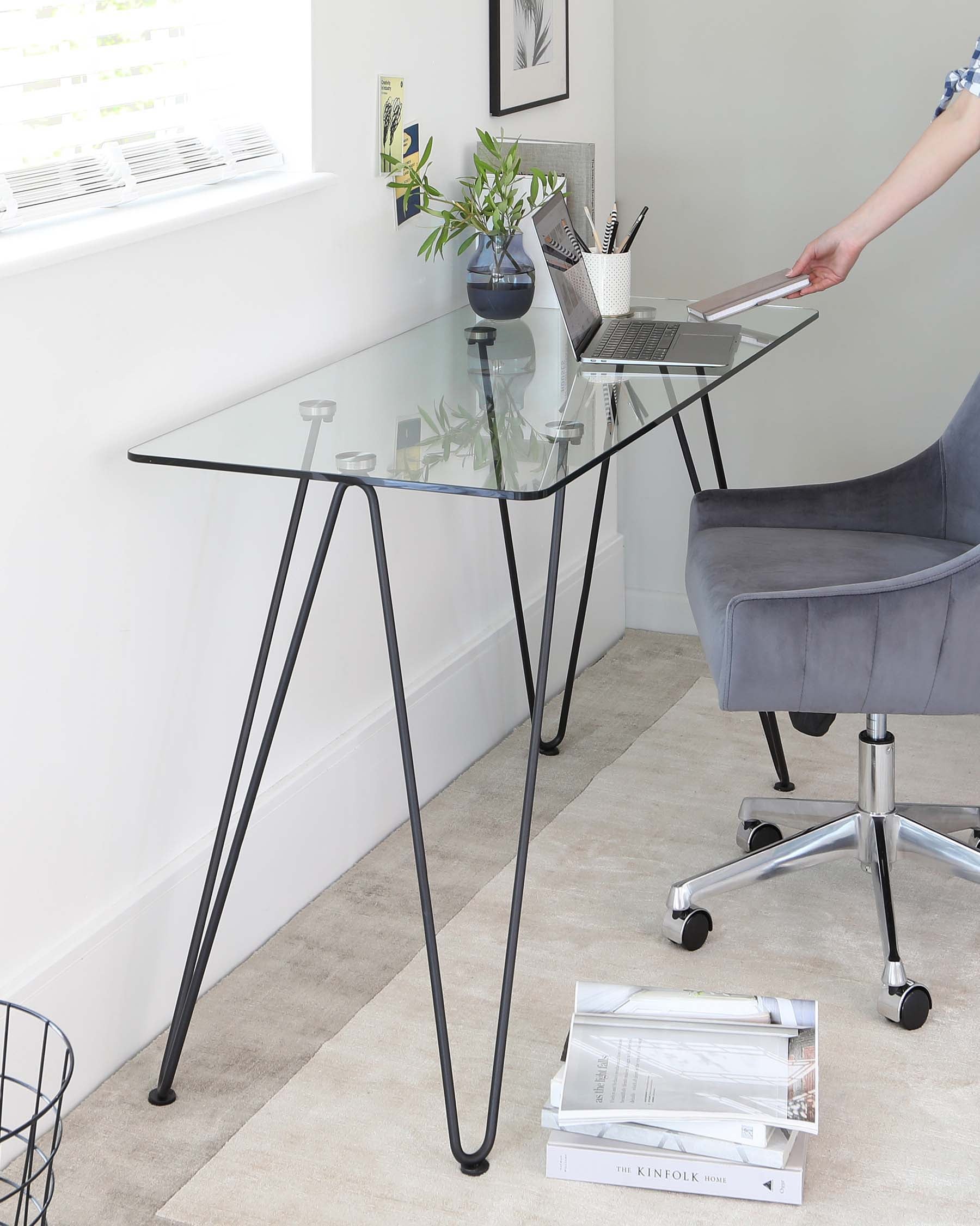 Ripple Glass And Matt Black Desk - Image 5