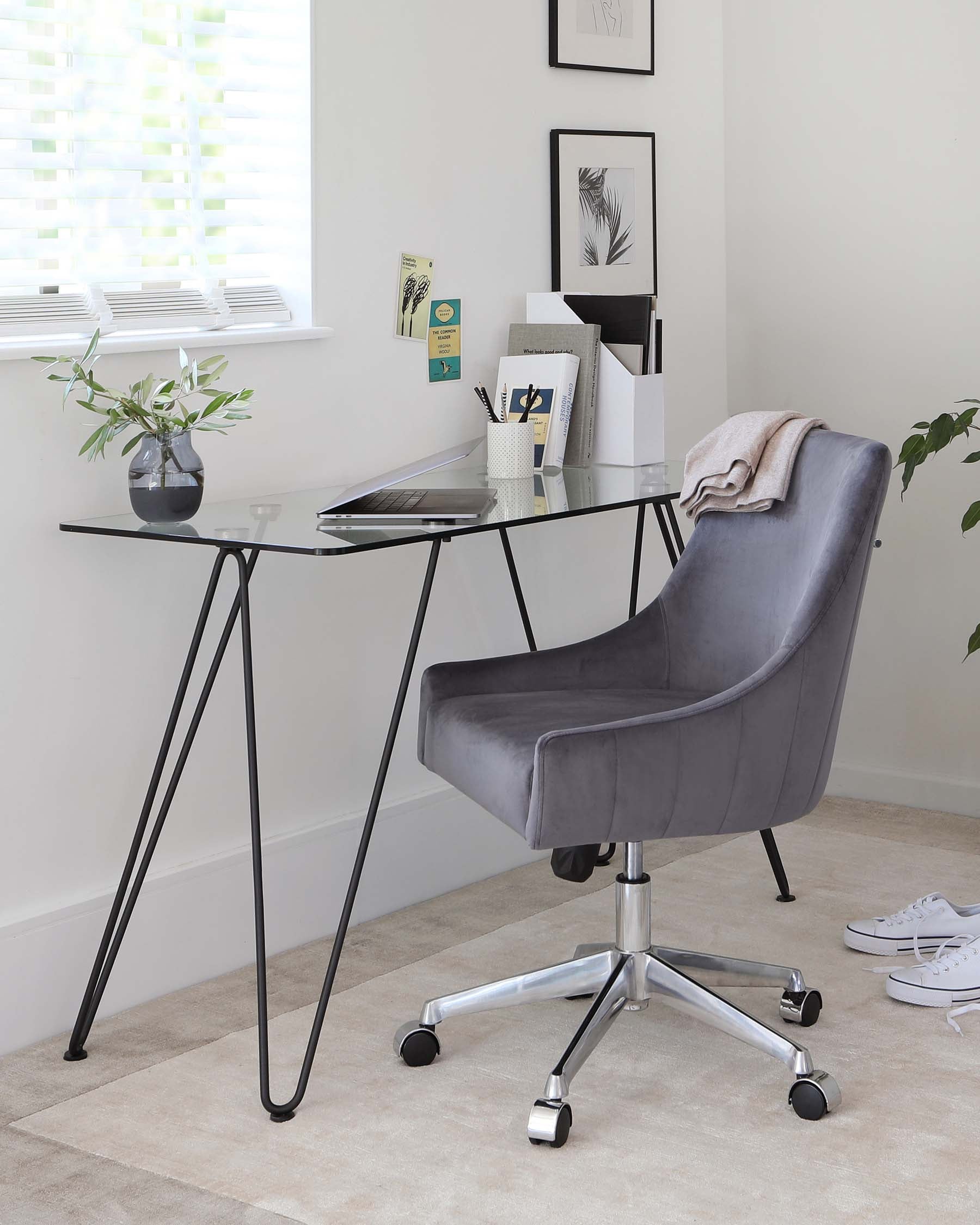 Ripple Glass And Matt Black Desk - Image 6