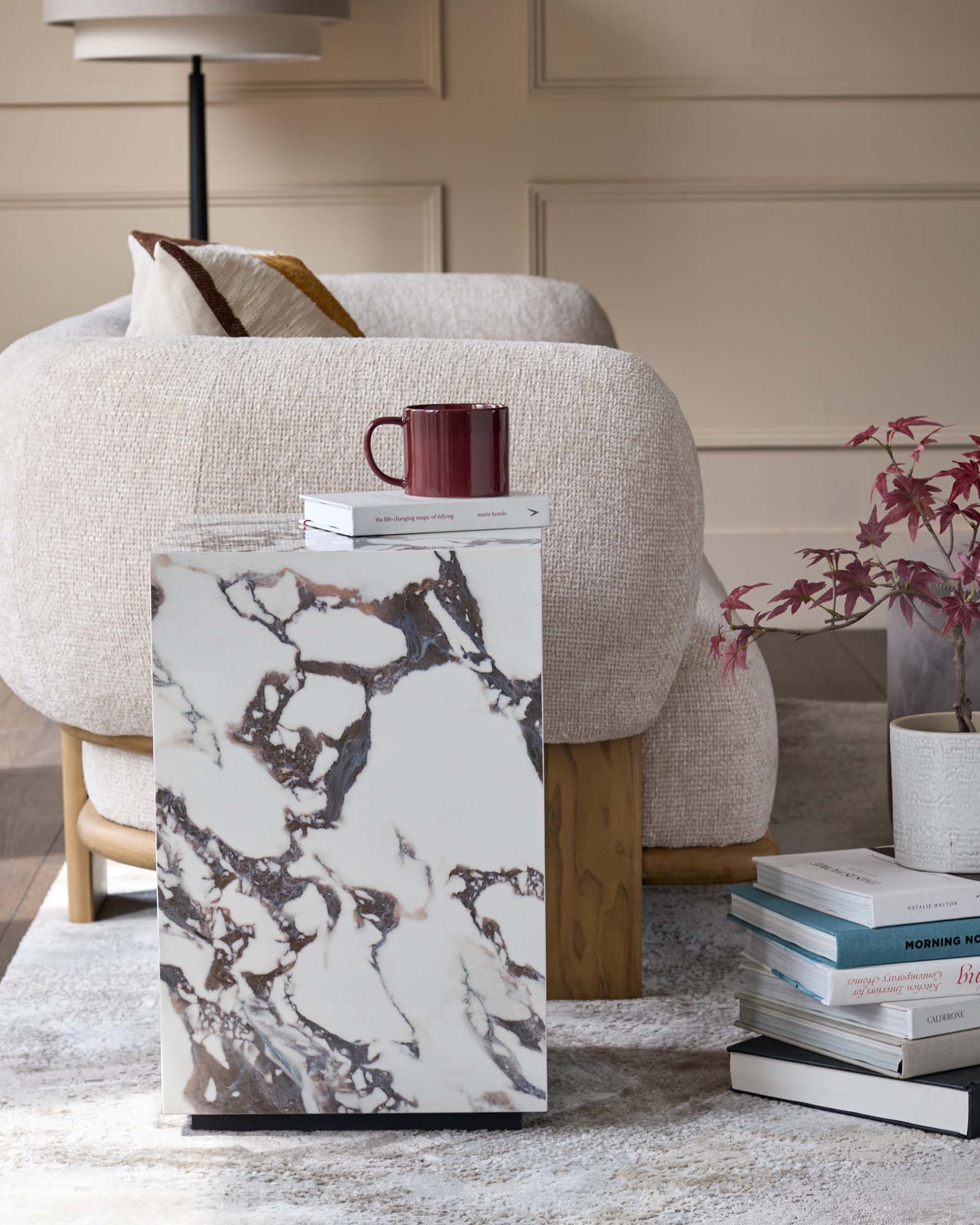 Russo white calacatta ceramic side table - Image 8