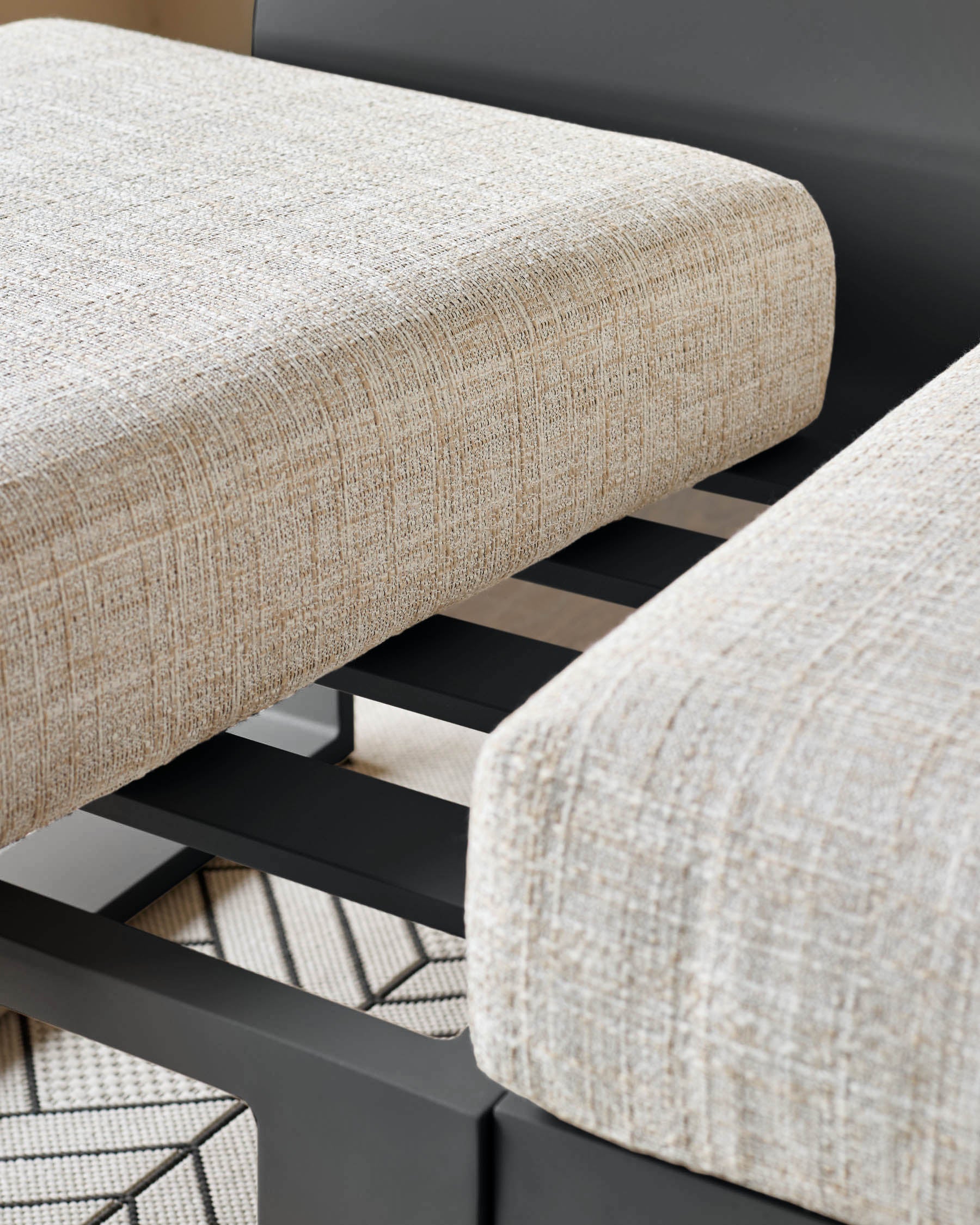 Savannah black garden large corner bench with Bianco coffee table set - Image 10