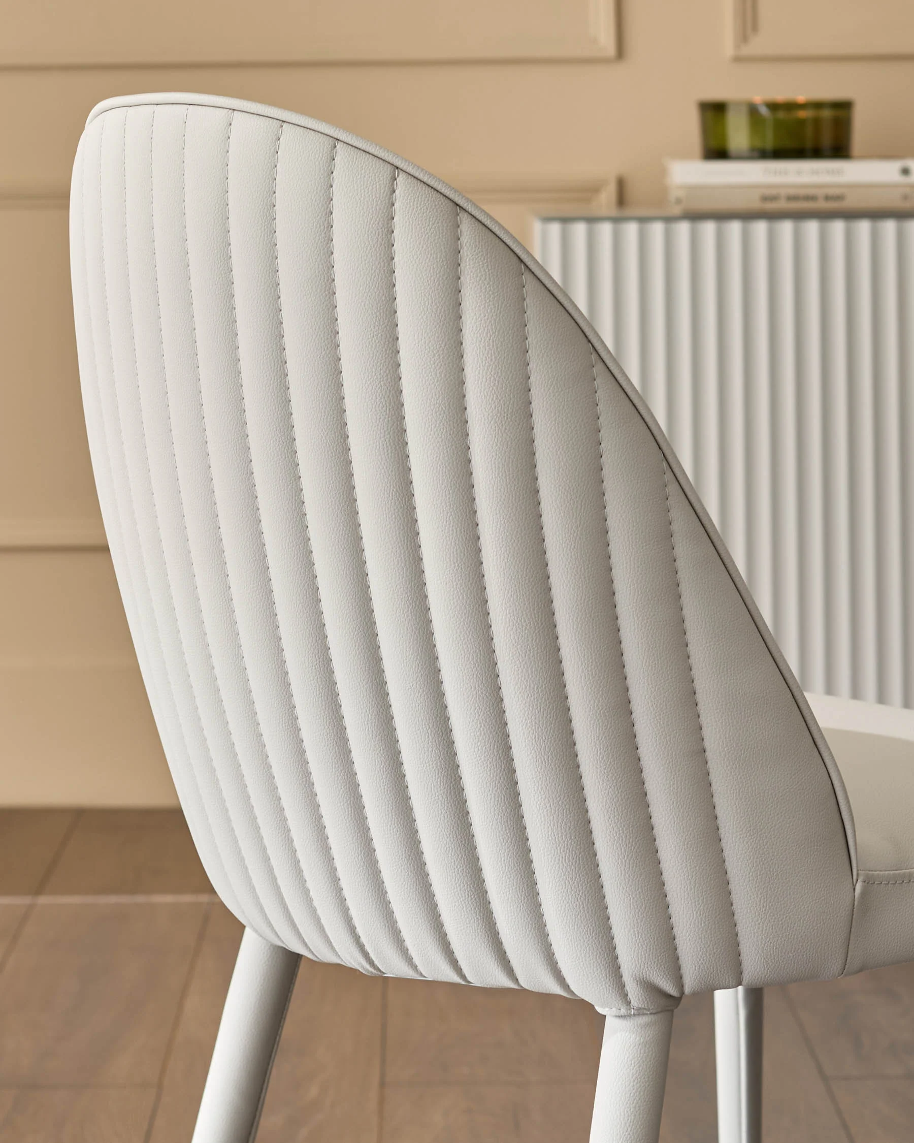Saylor light grey faux leather dining chair - Image 9