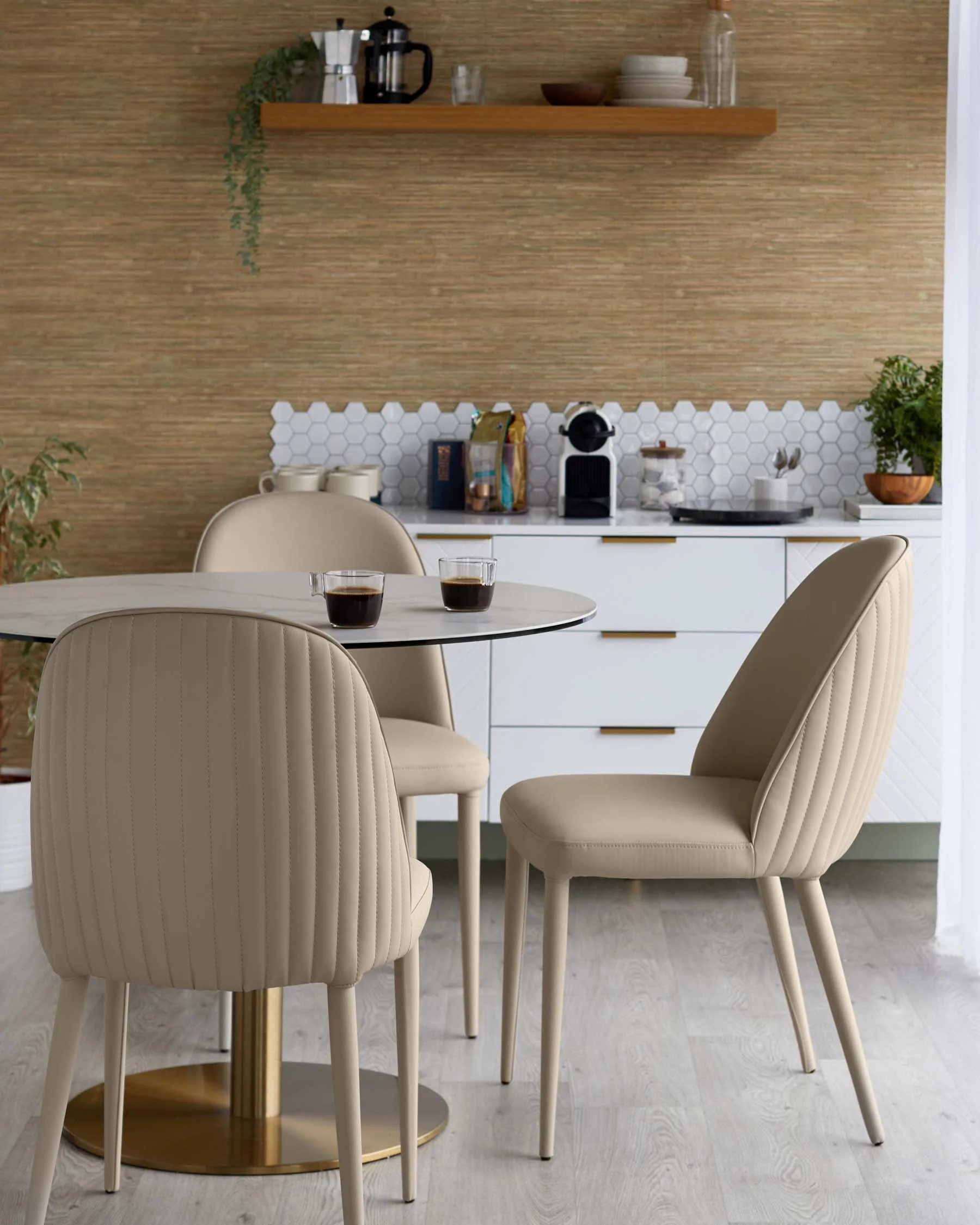 Saylor natural faux leather dining chair - Image 4