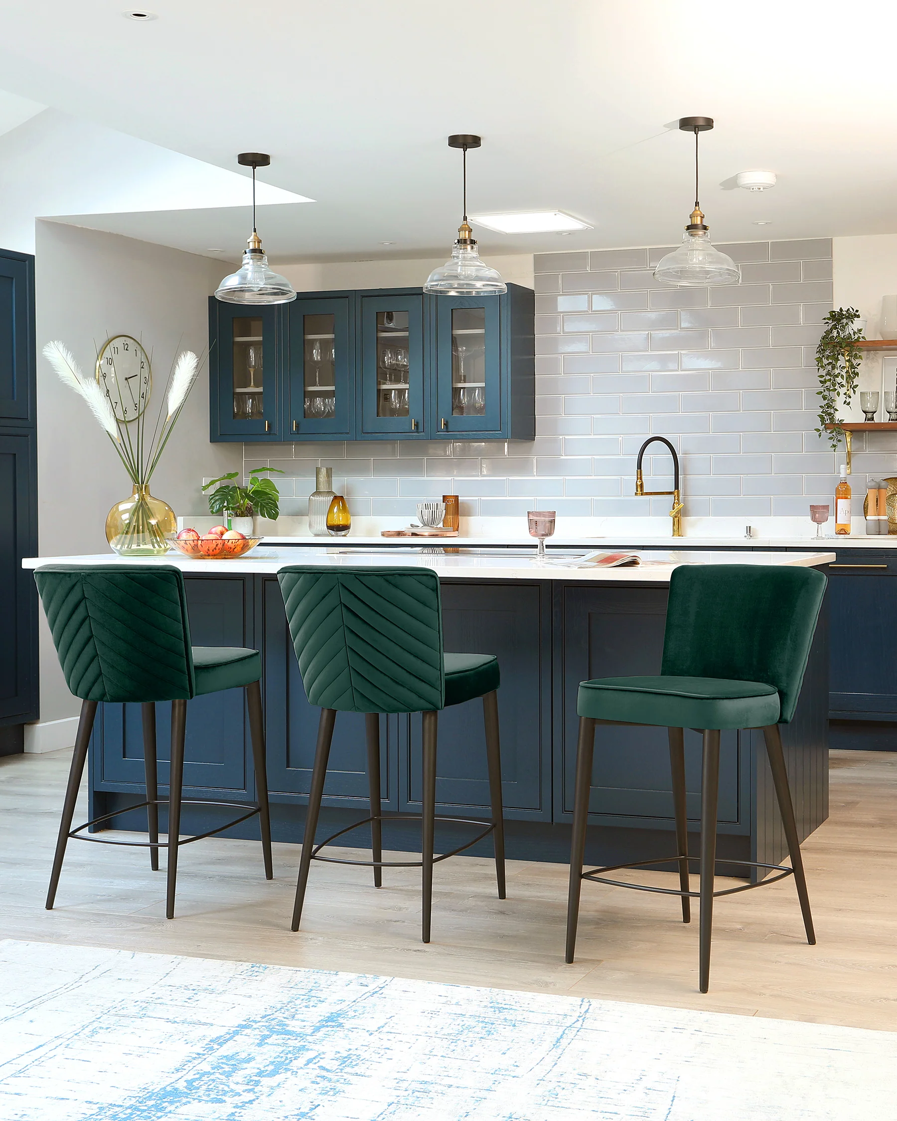 Serena Dark Green Velvet Bar Stool - Image 5