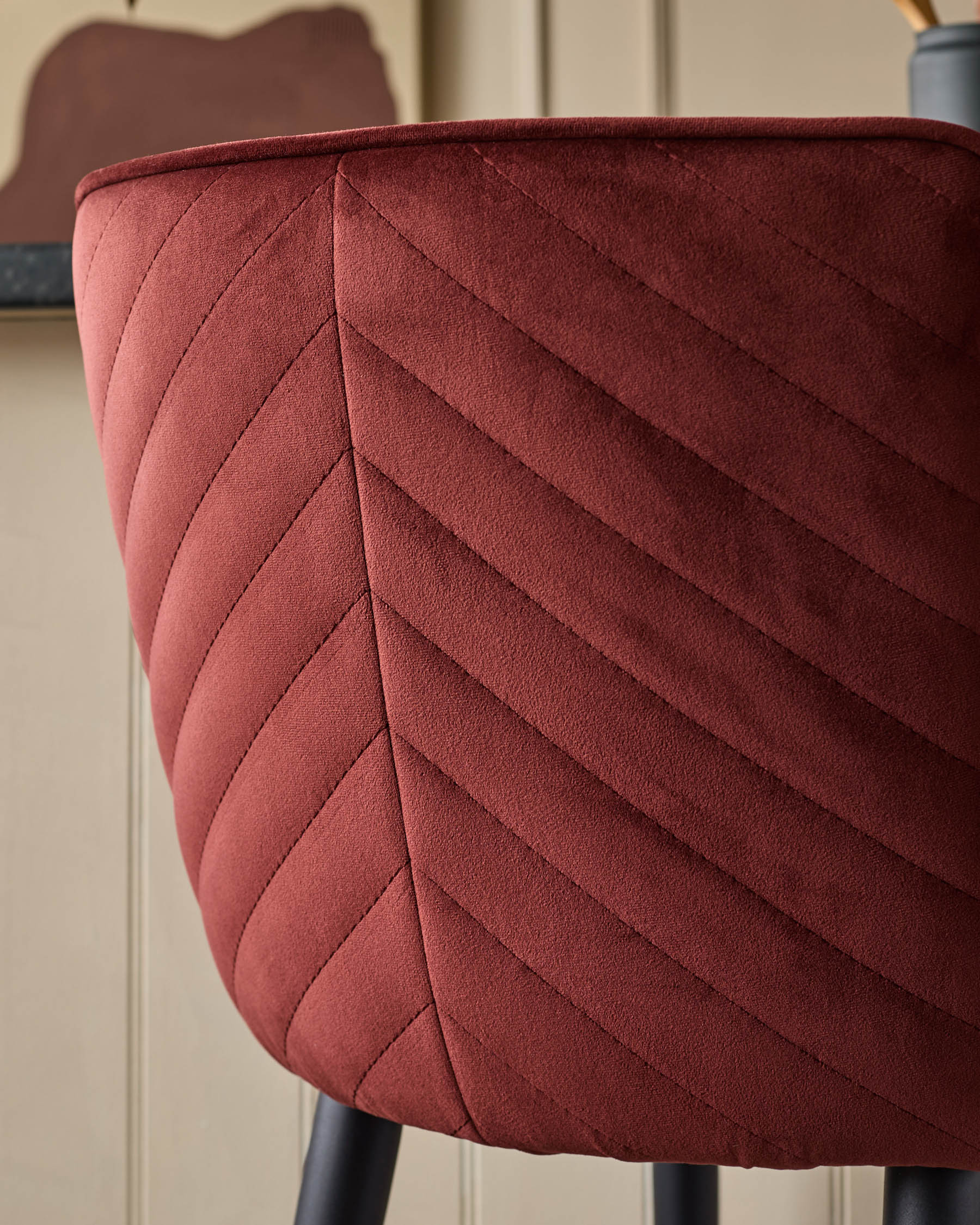 Serena toffee red velvet bar stool - Image 4