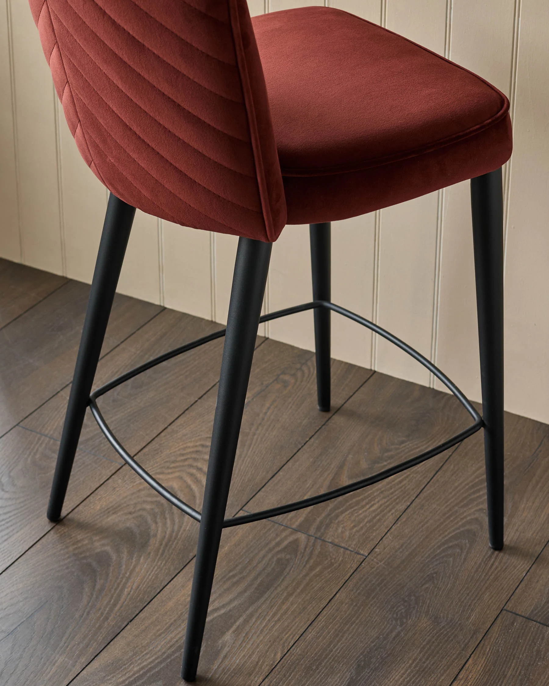 Serena toffee red velvet bar stool - Image 5