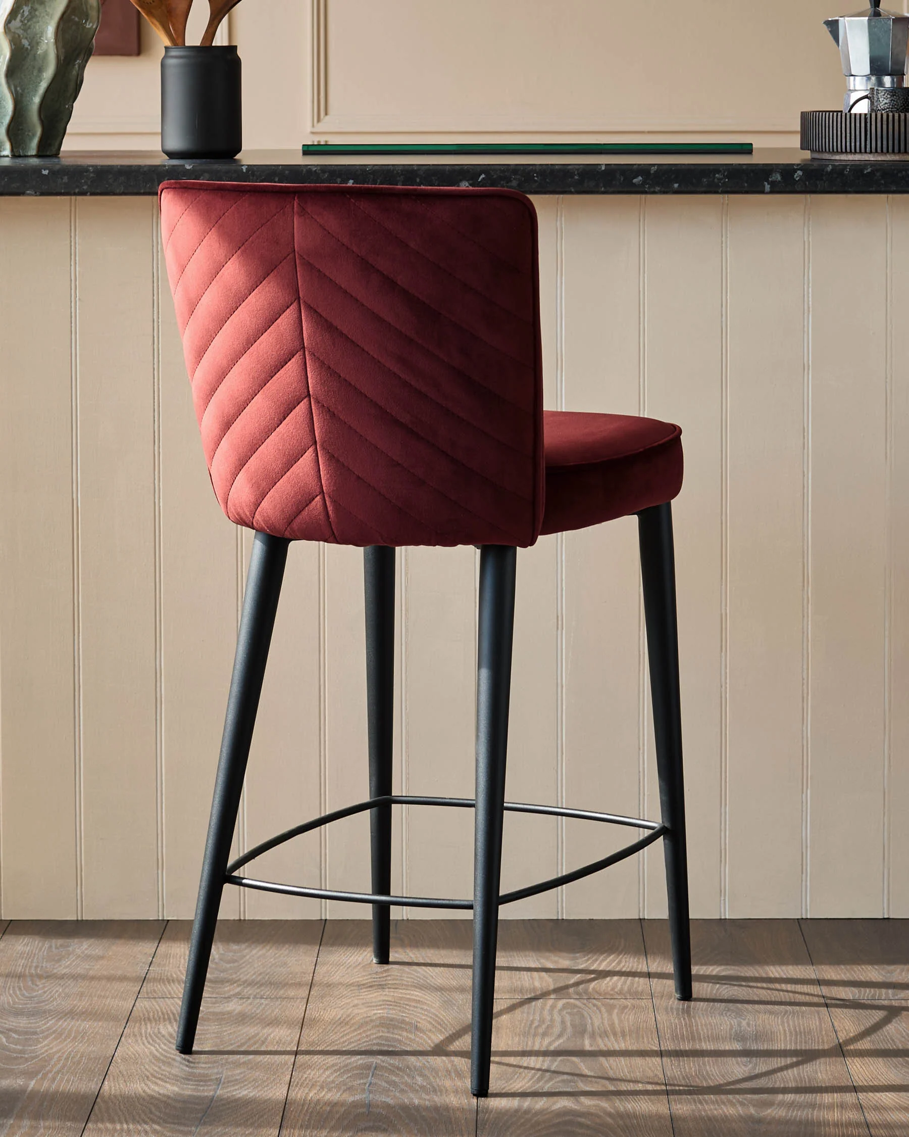 Serena toffee red velvet bar stool - Image 6