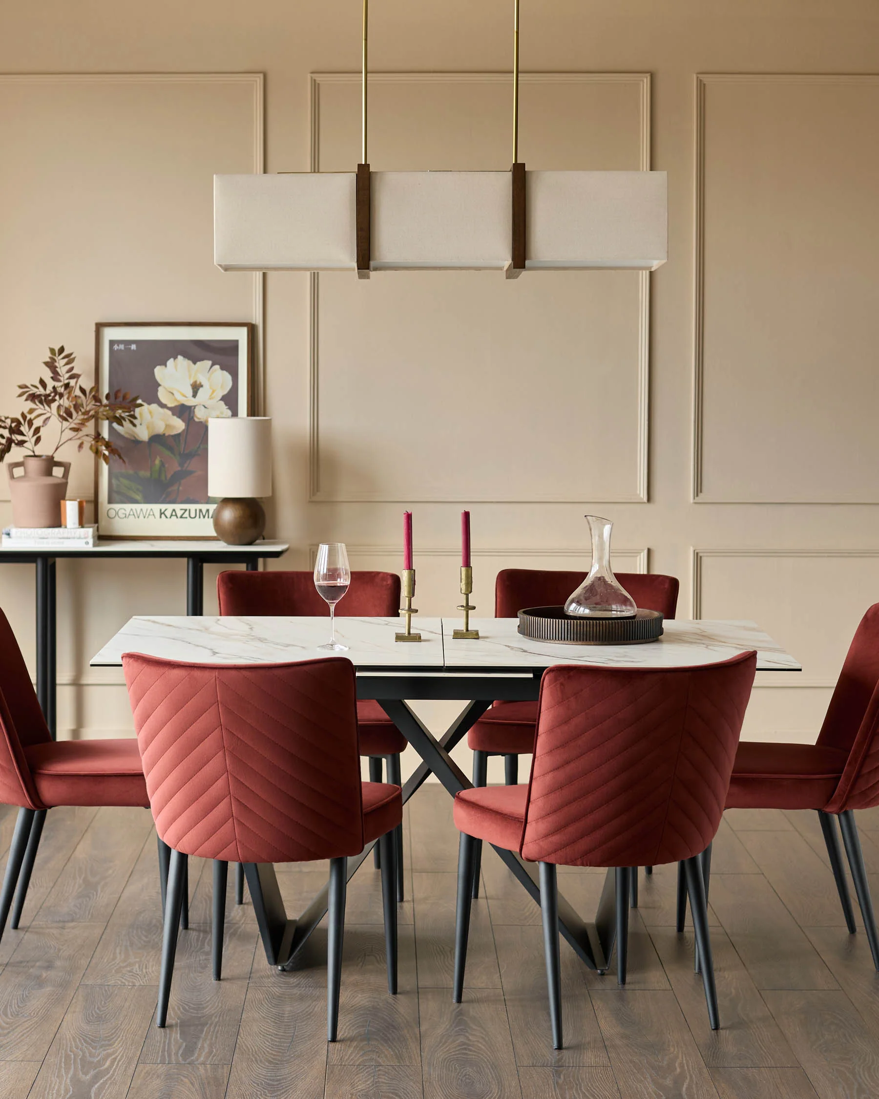 Serena toffee red velvet dining chair - Image 4