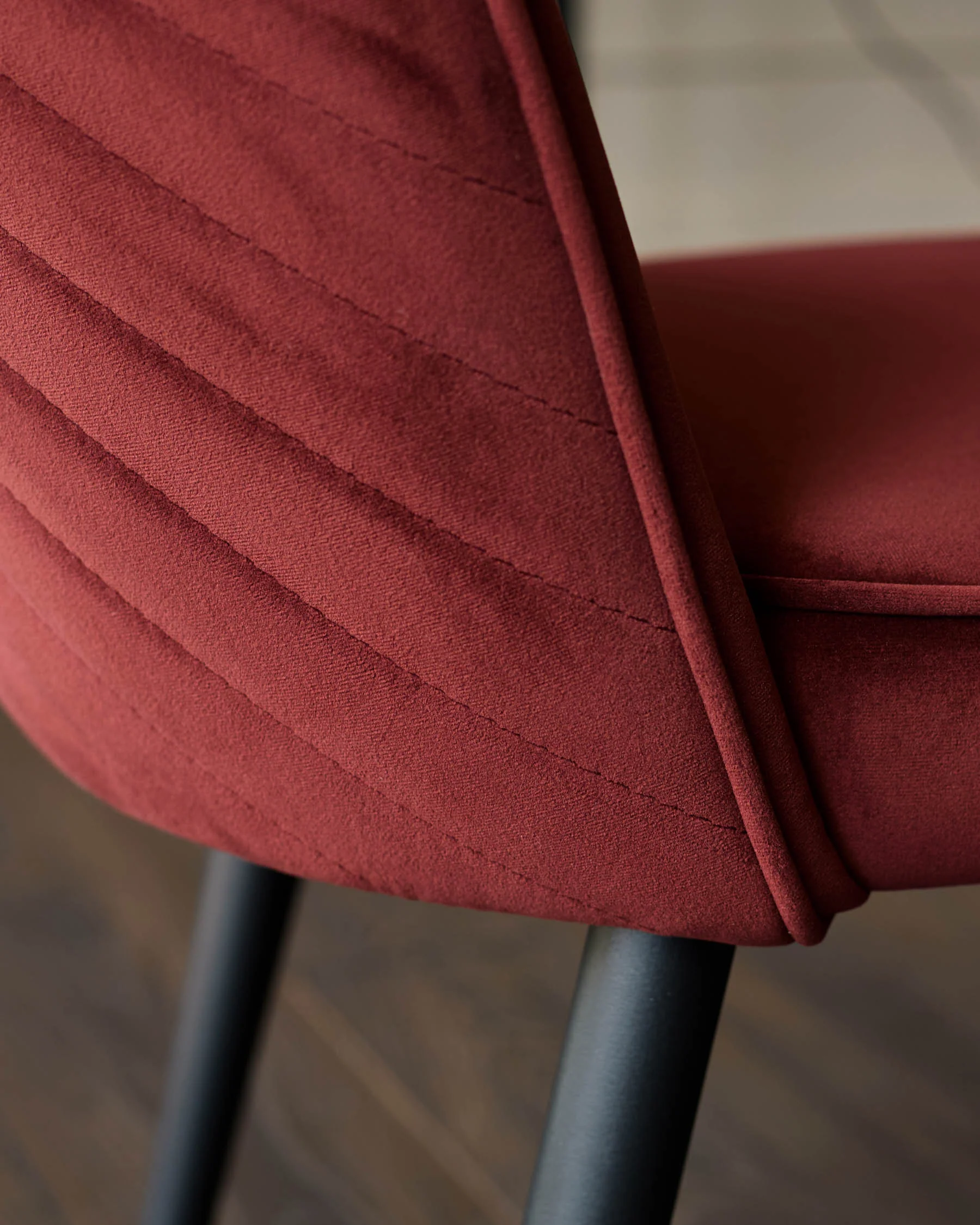 Serena toffee red velvet dining chair - Image 5