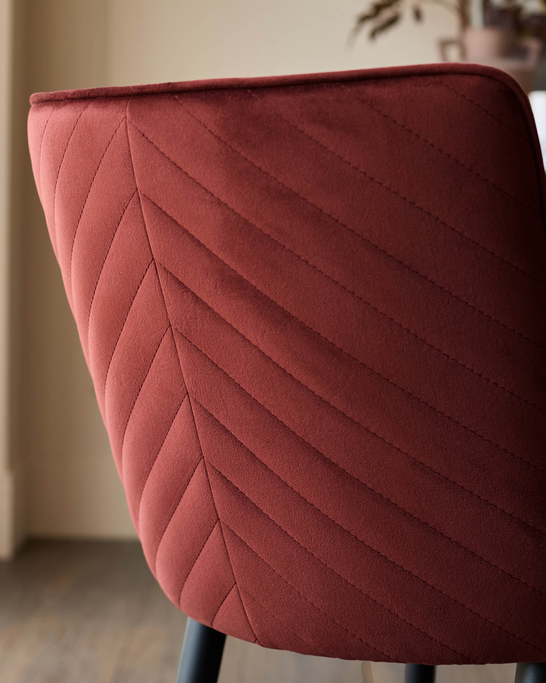 Serena toffee red velvet dining chair - Image 7