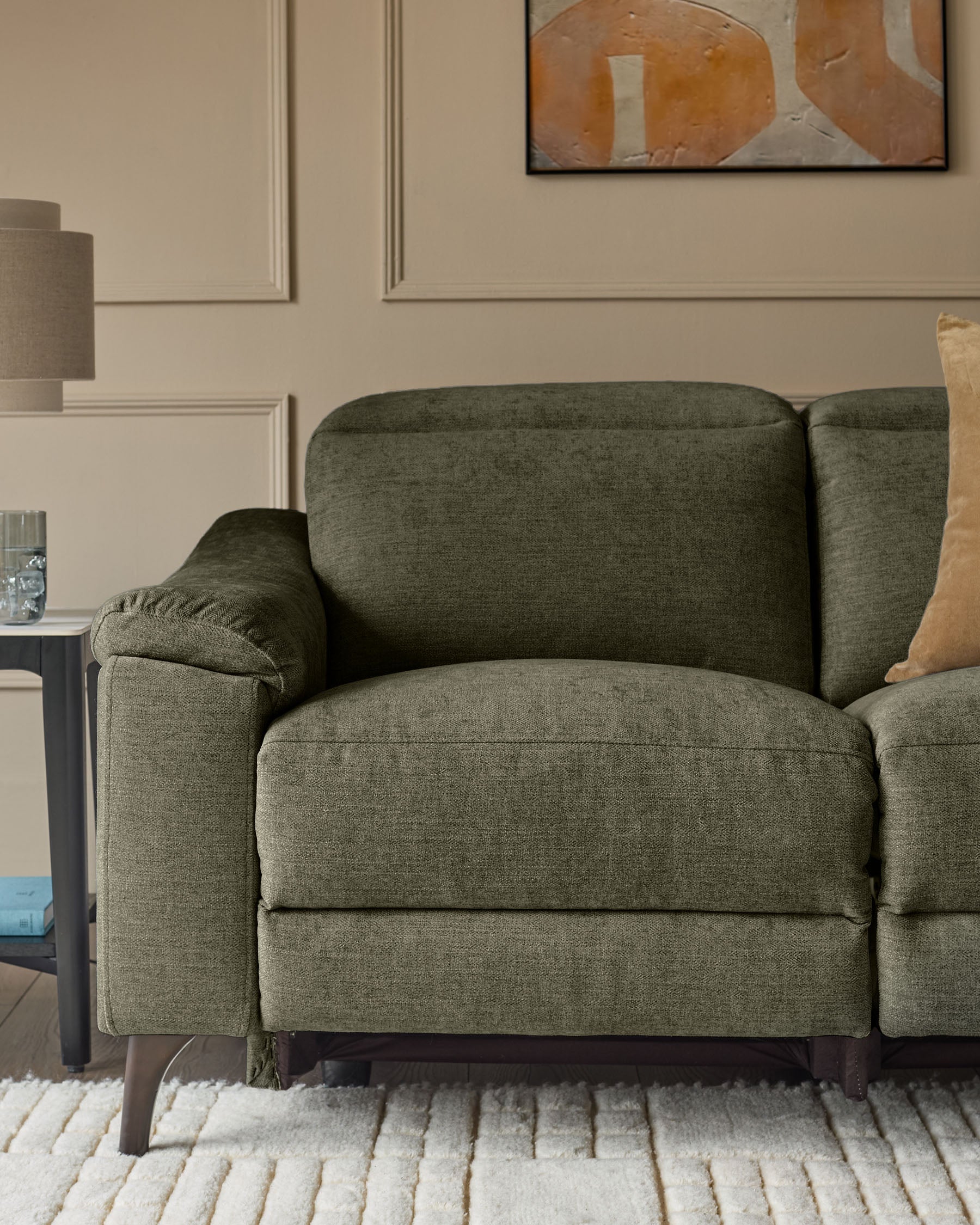 Serene dark green fabric 2 seater recliner sofa - Image 7