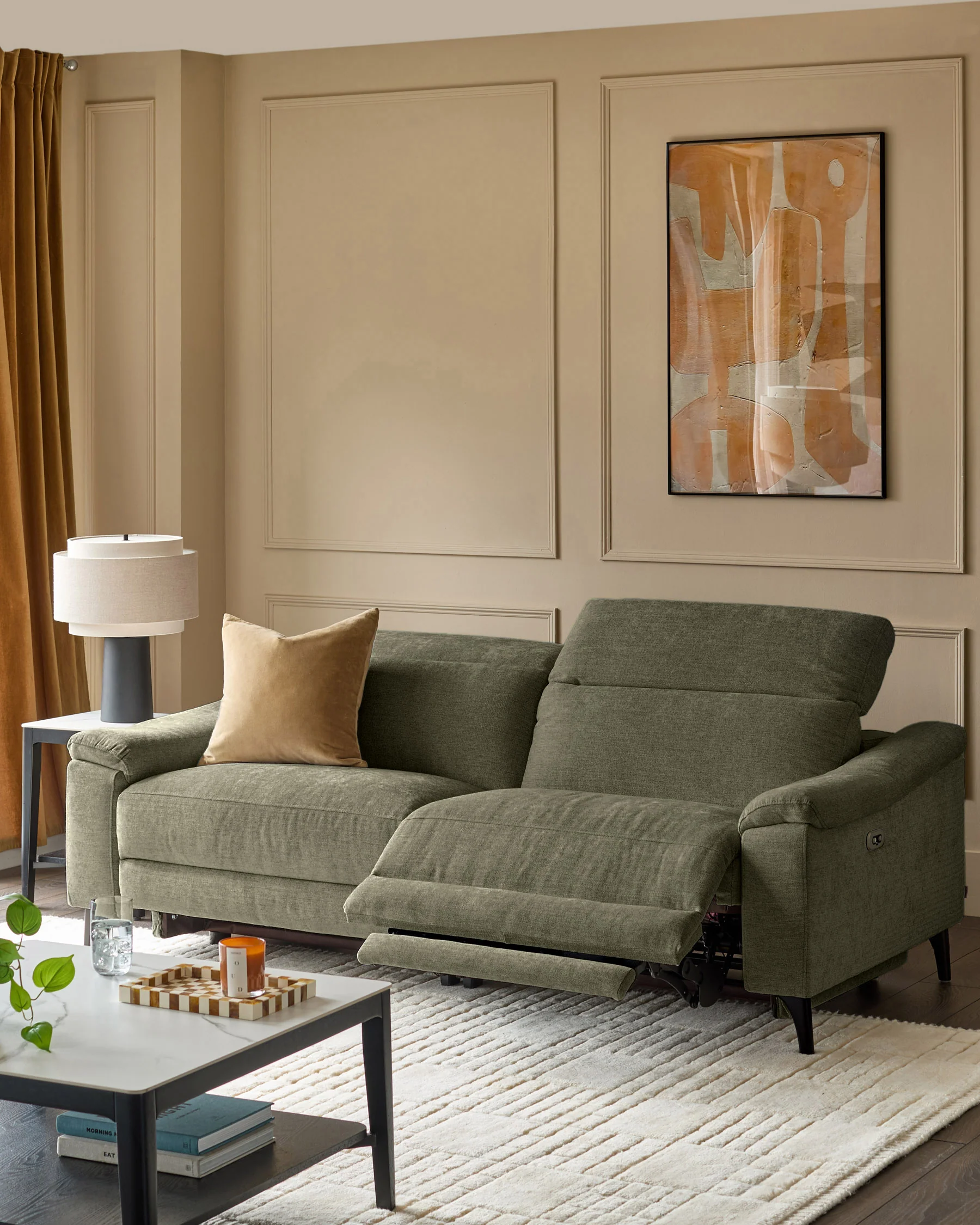 Serene dark green fabric 3 seater recliner sofa - Image 6