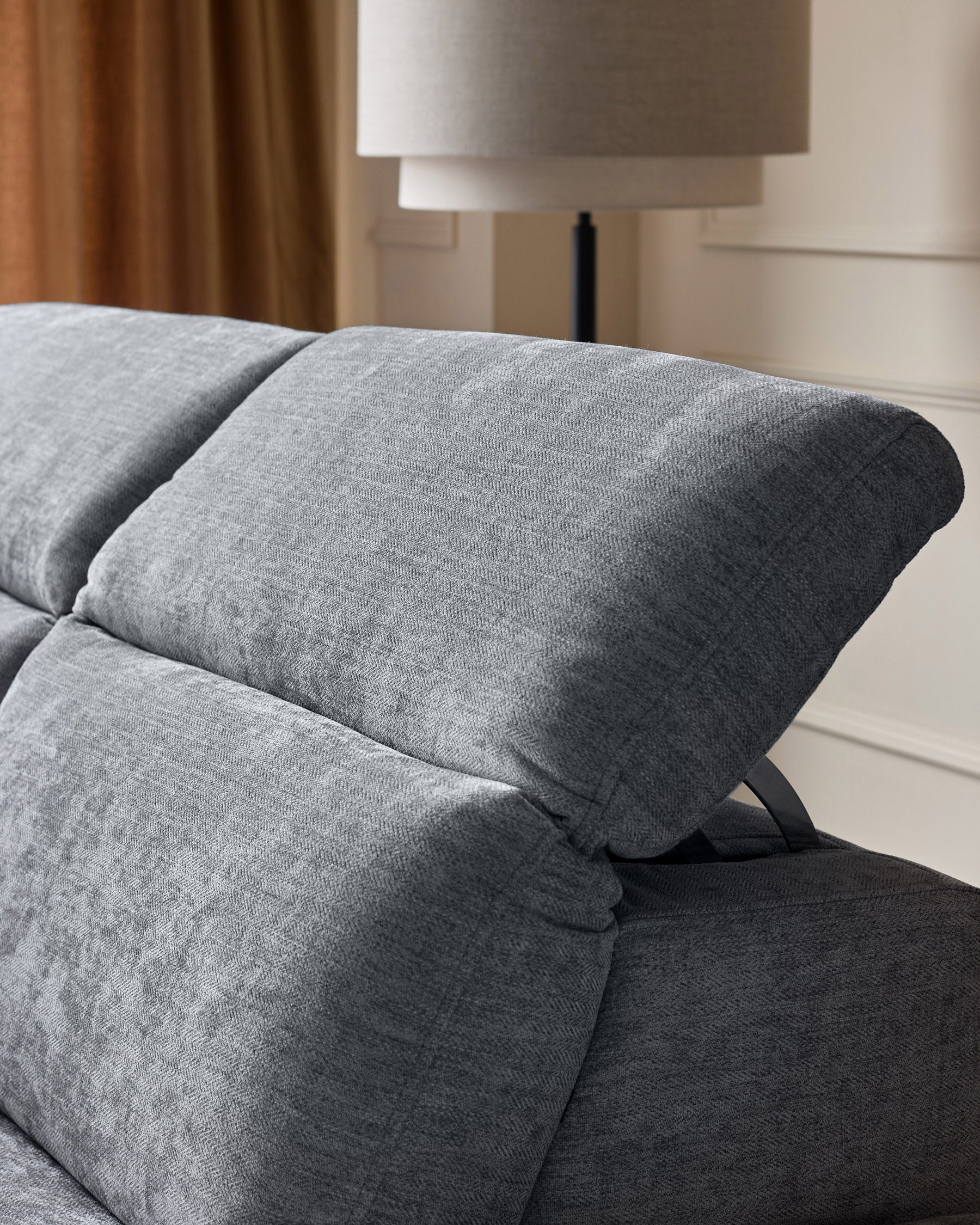Serene blue grey chenille left hand large corner chaise recliner sofa - Image 5