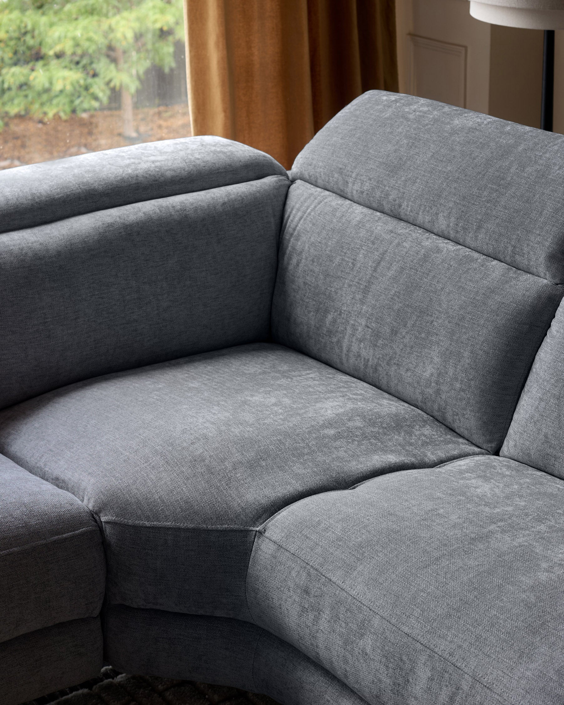 Serene blue grey chenille left hand large corner chaise recliner sofa - Image 8