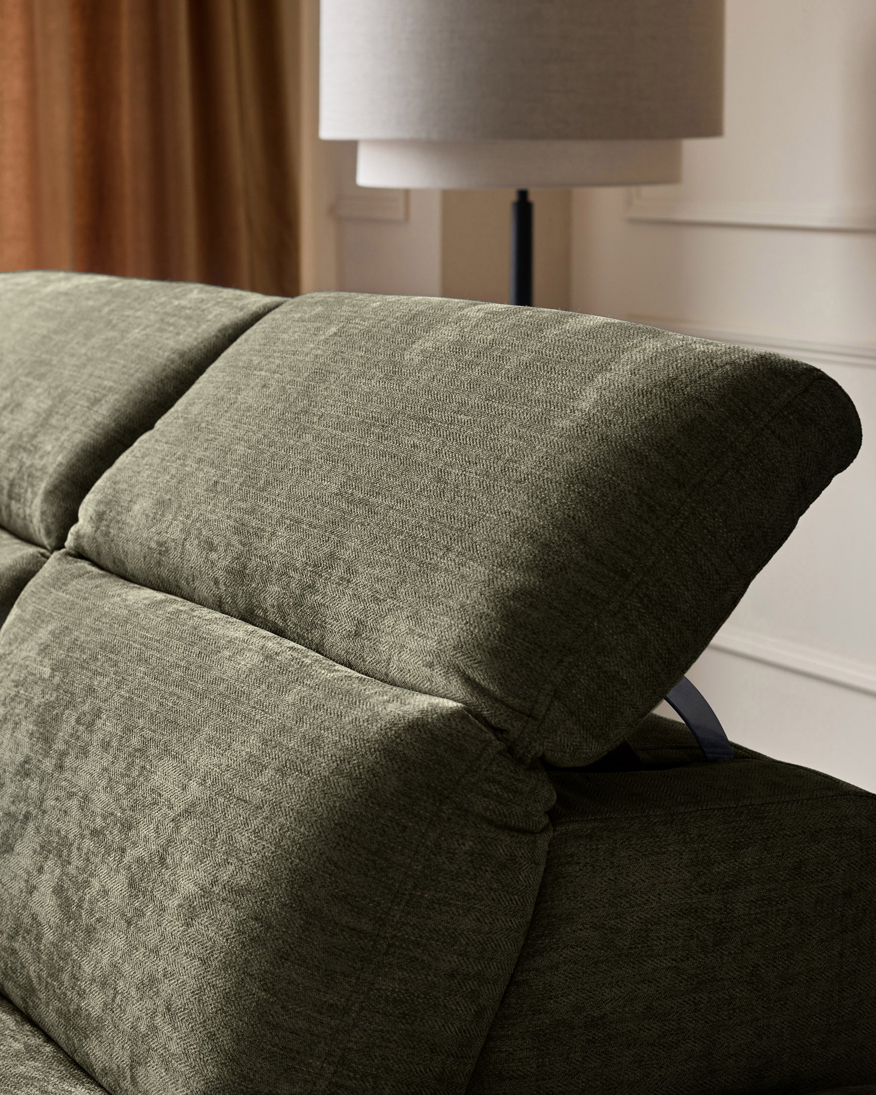 Serene dark green fabric large left hand corner chaise recliner sofa - Image 8