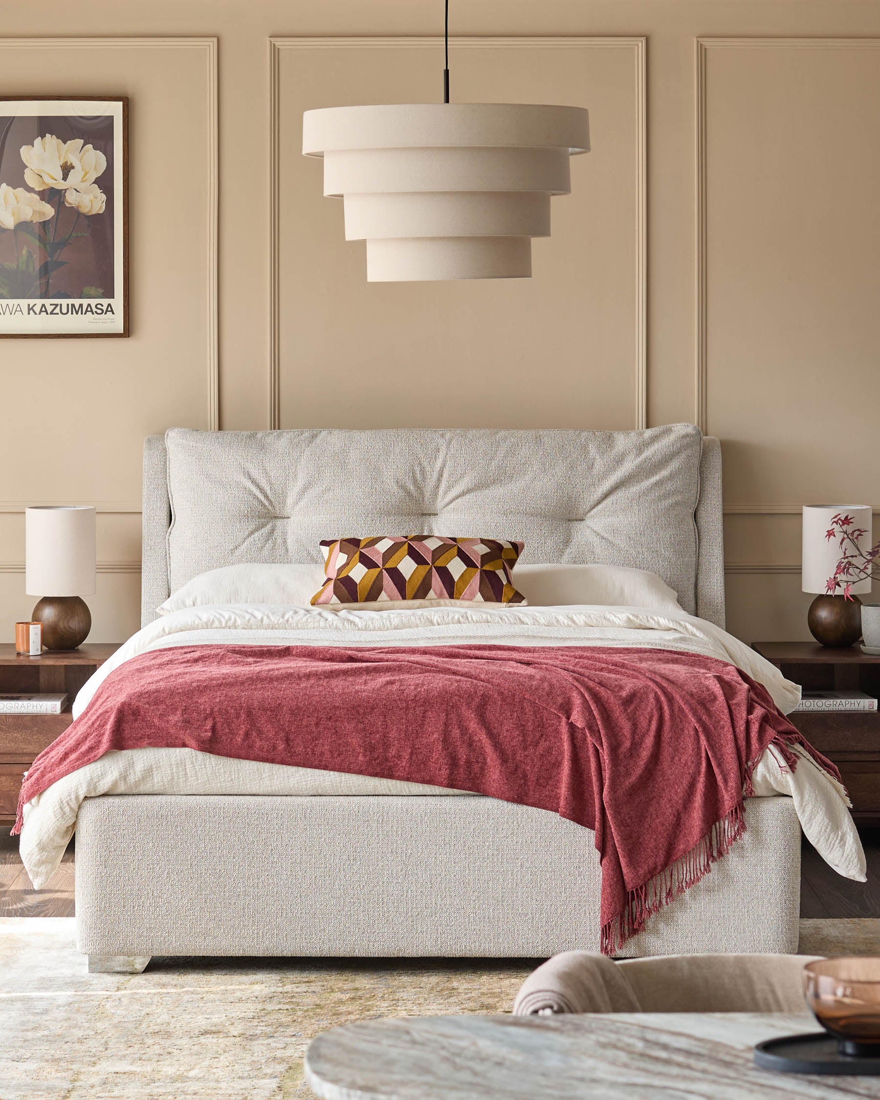 Siesta natural fabric double ottoman storage bed - Image 2