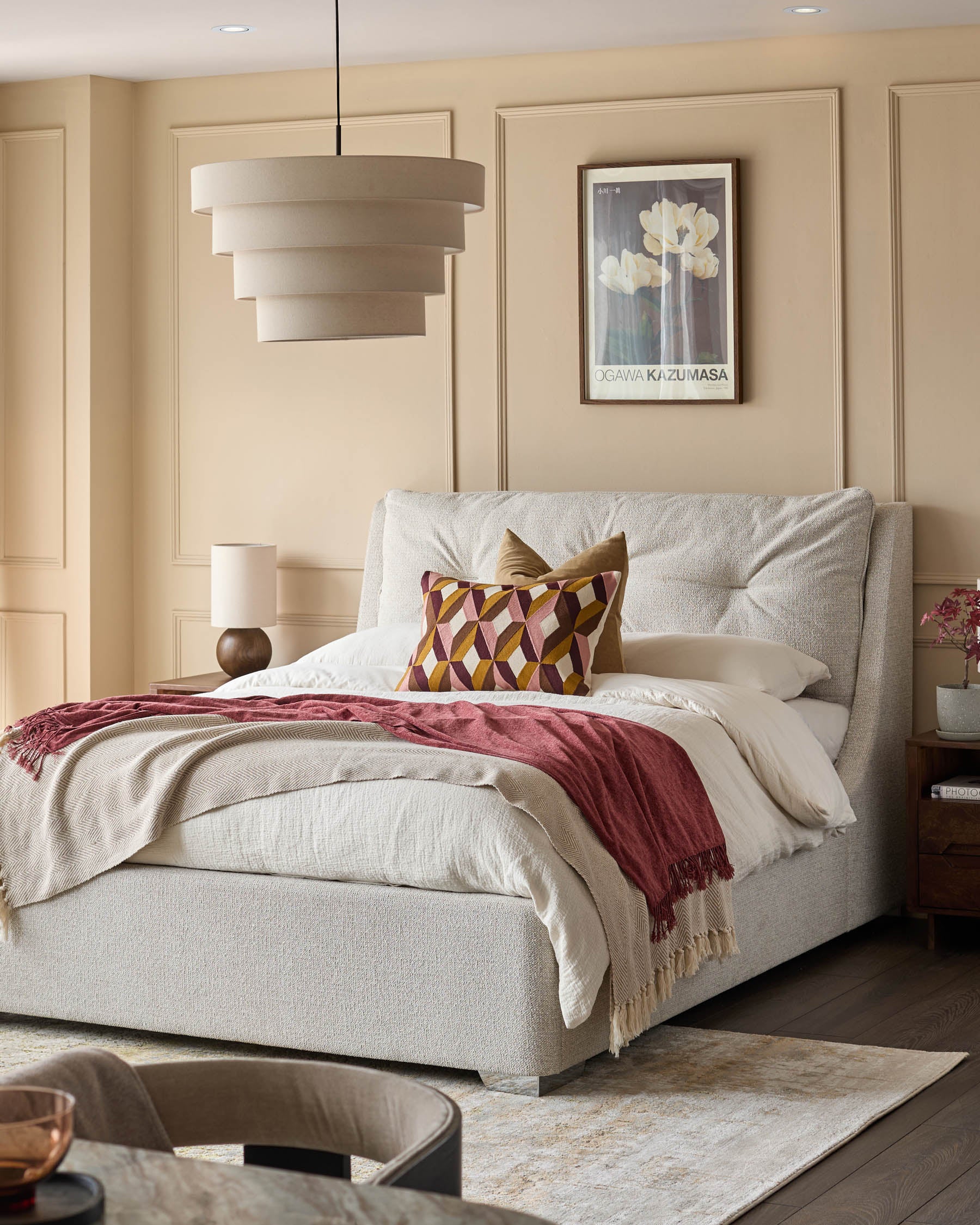 Siesta natural fabric double ottoman storage bed - Image 4