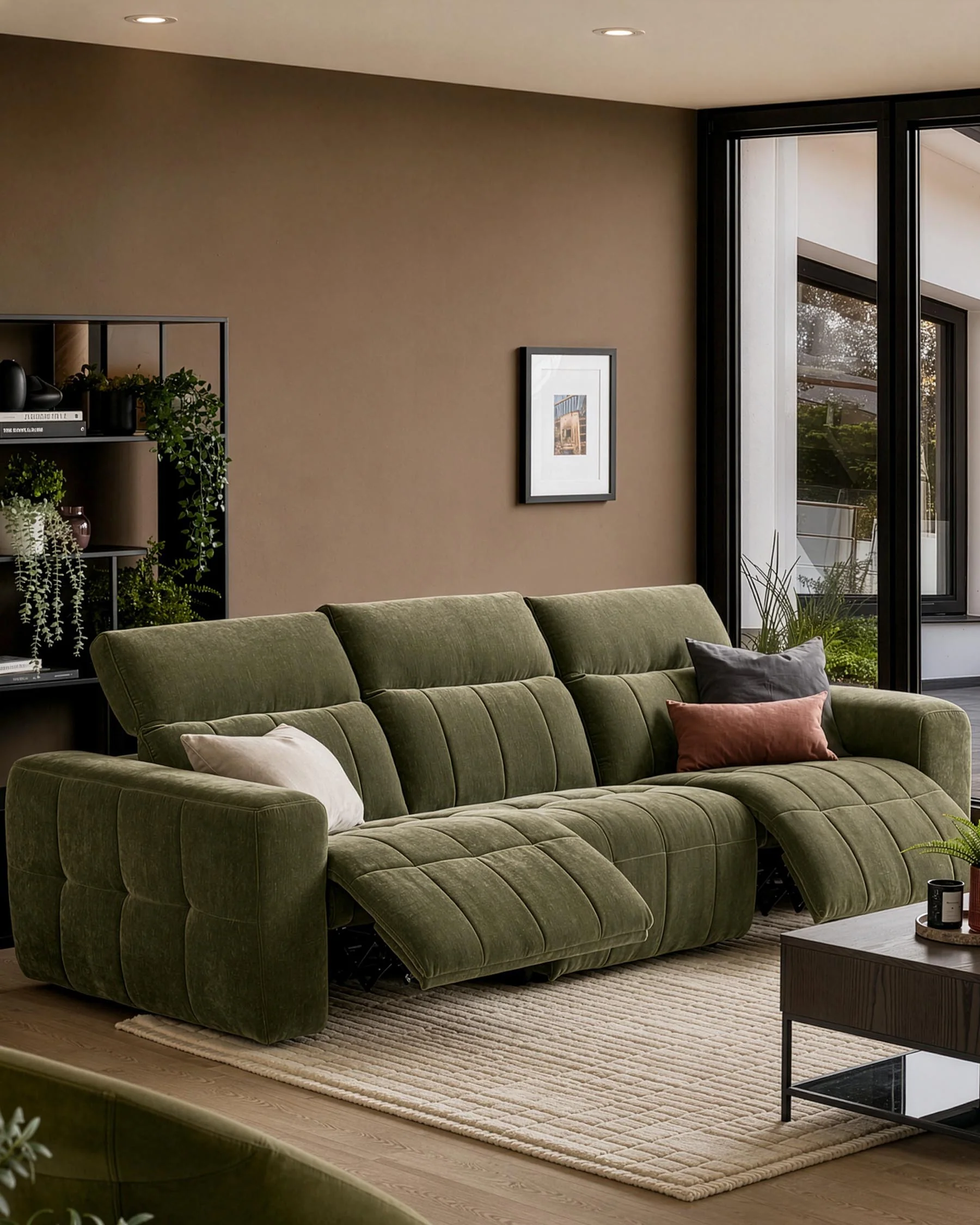 Skye dark green fabric 3 seater sofa - Image 2