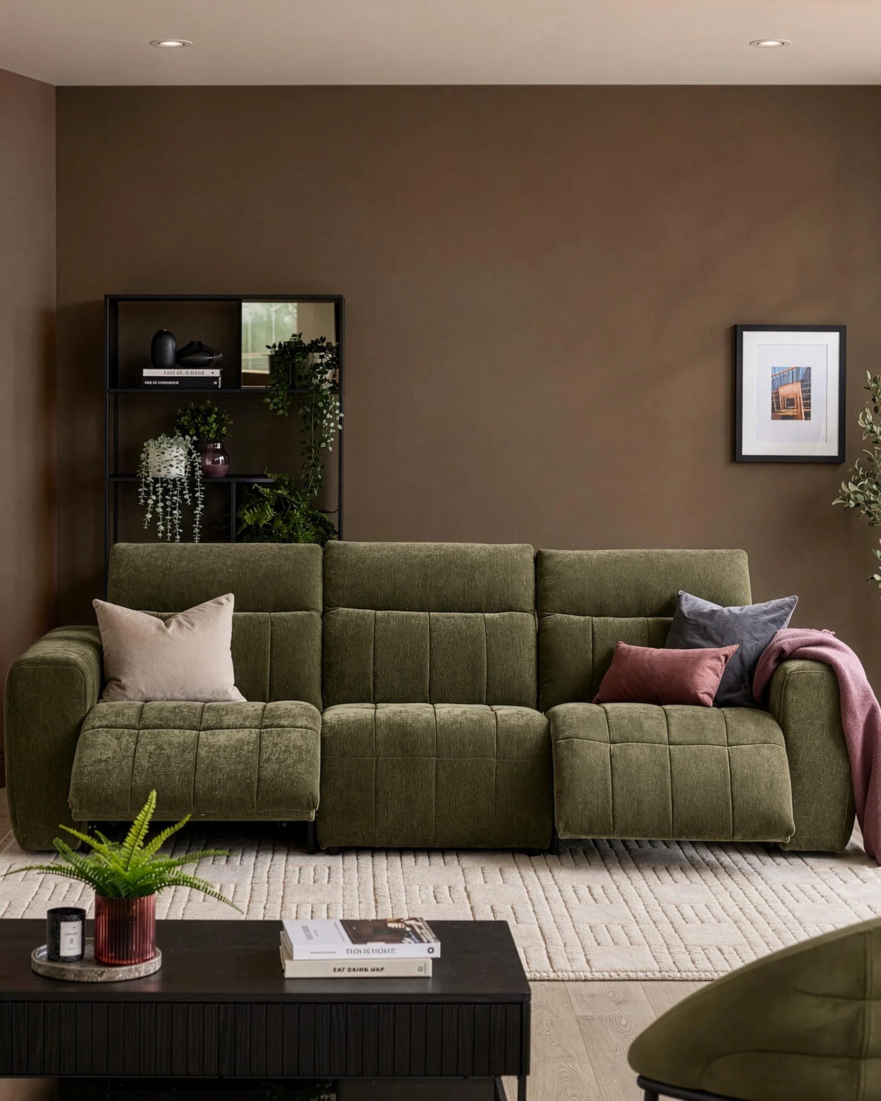 Skye dark green fabric 3 seater sofa - Image 3