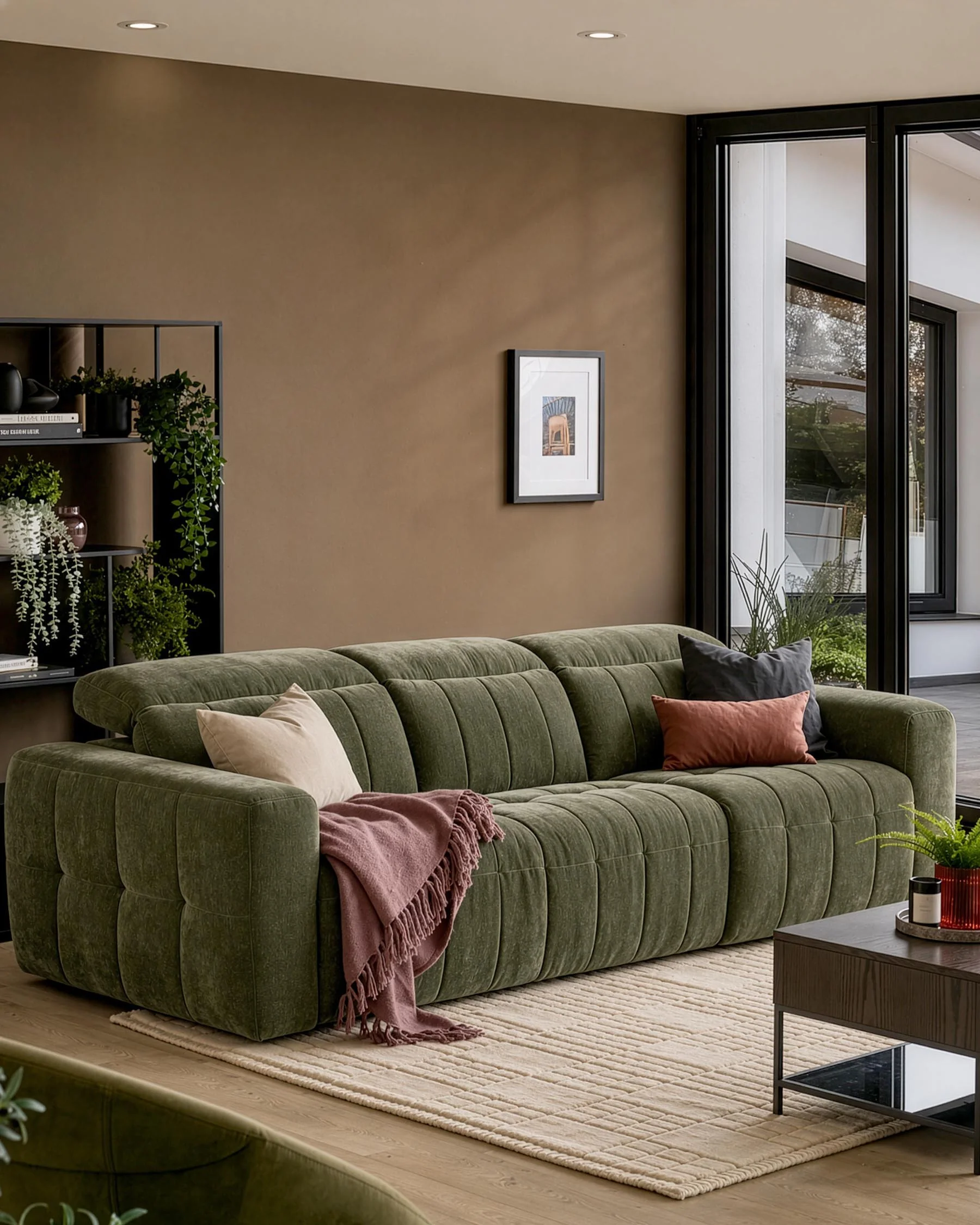 Skye dark green fabric 3 seater sofa - Image 6