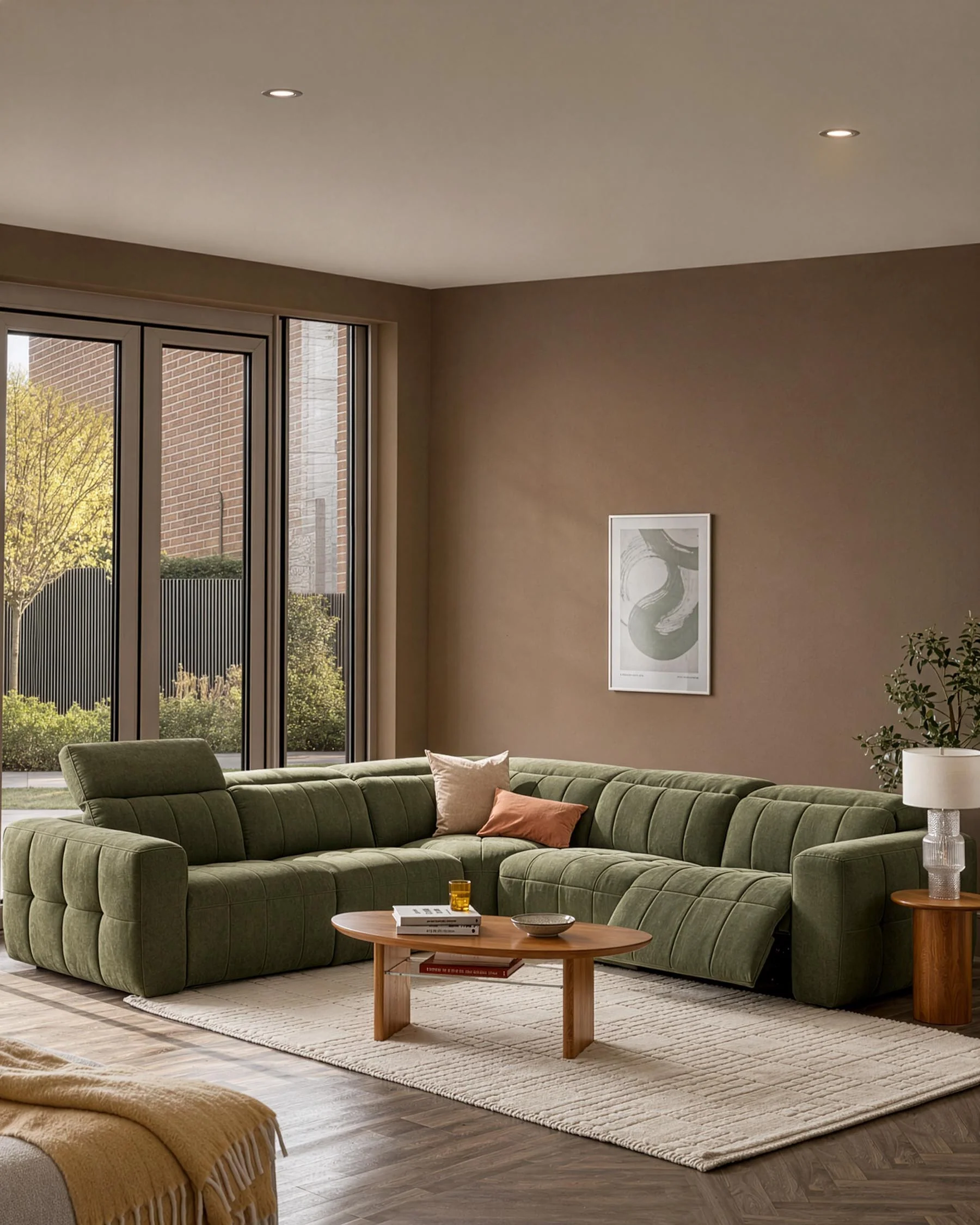 Skye dark green fabric large corner sofa - Image 2