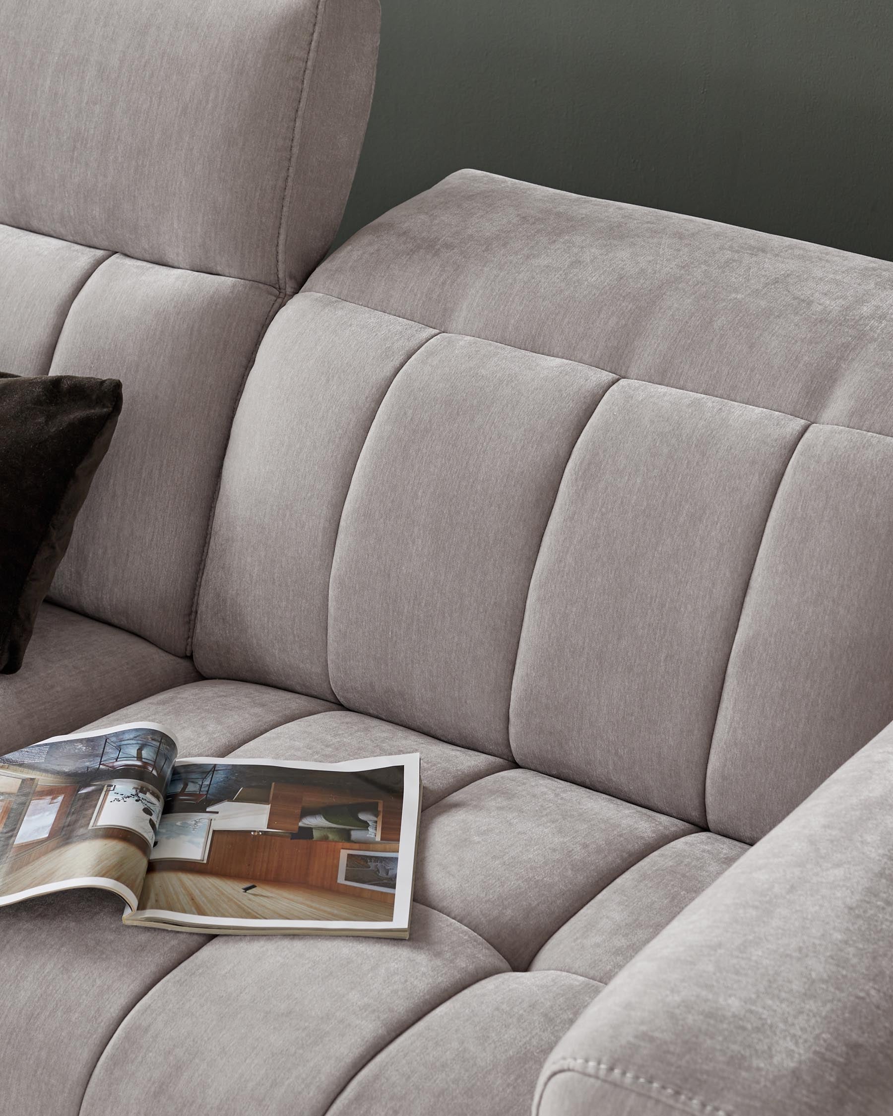 Skye light grey fabric small corner recliner sofa - Image 7
