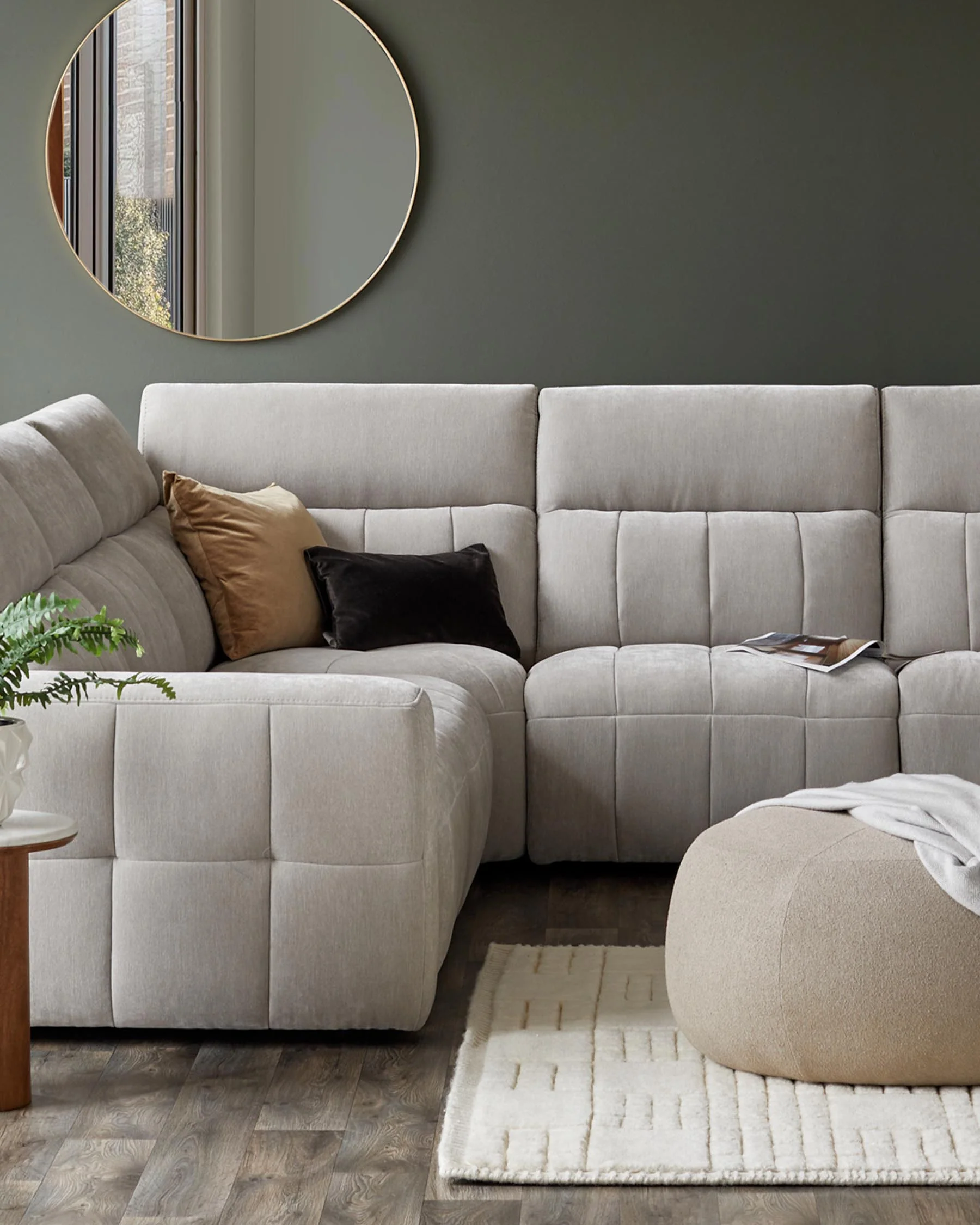 Skye light grey fabric single sofa module - Image 4