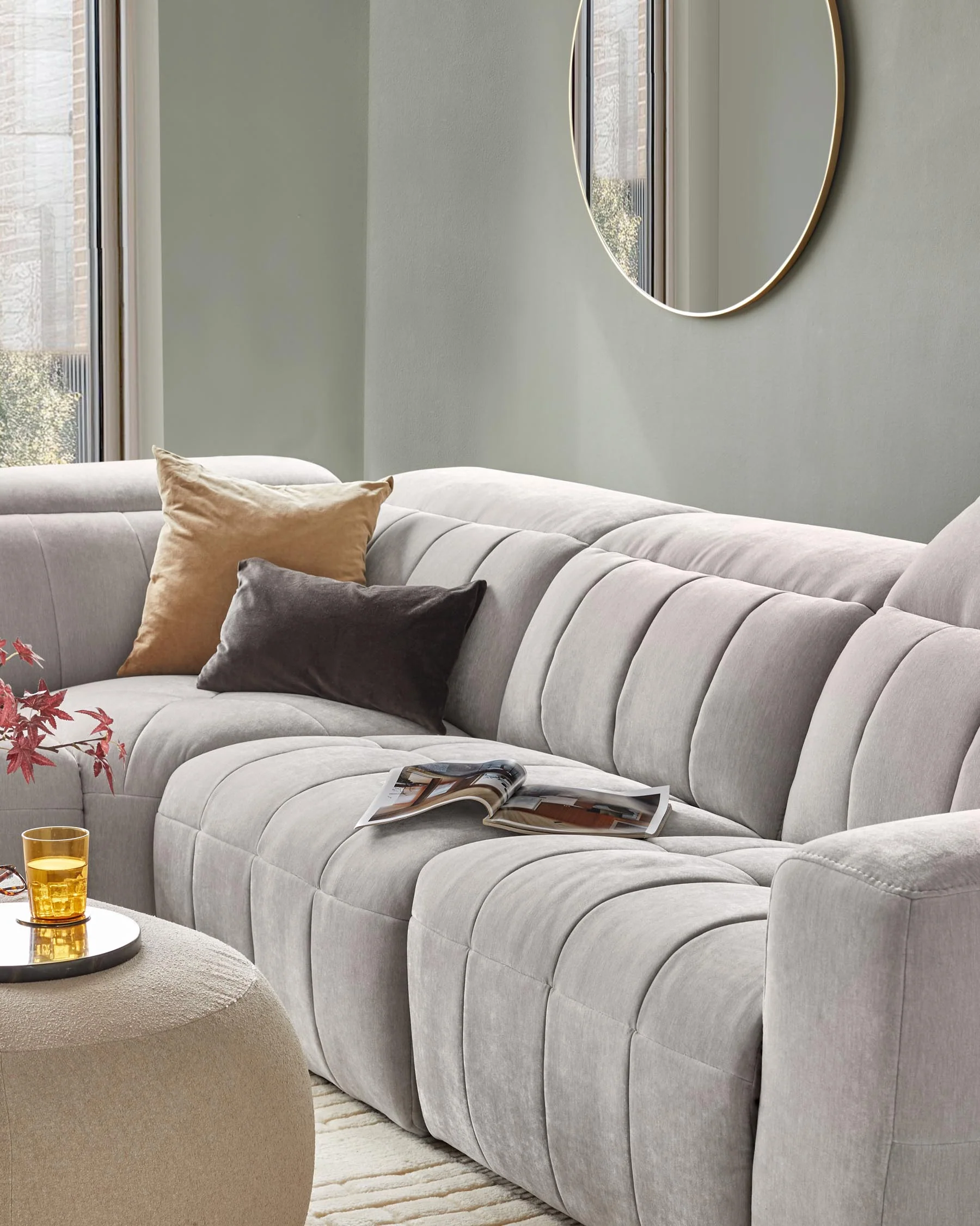 Skye light grey fabric single sofa module - Image 7