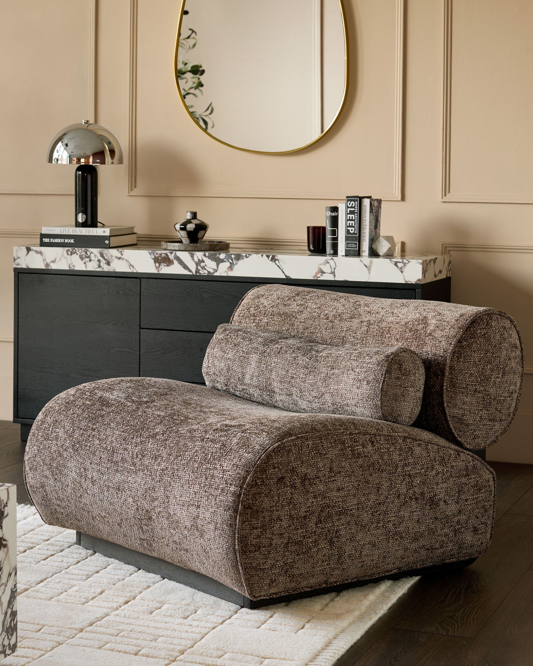 Sofia mocha fabric accent chair