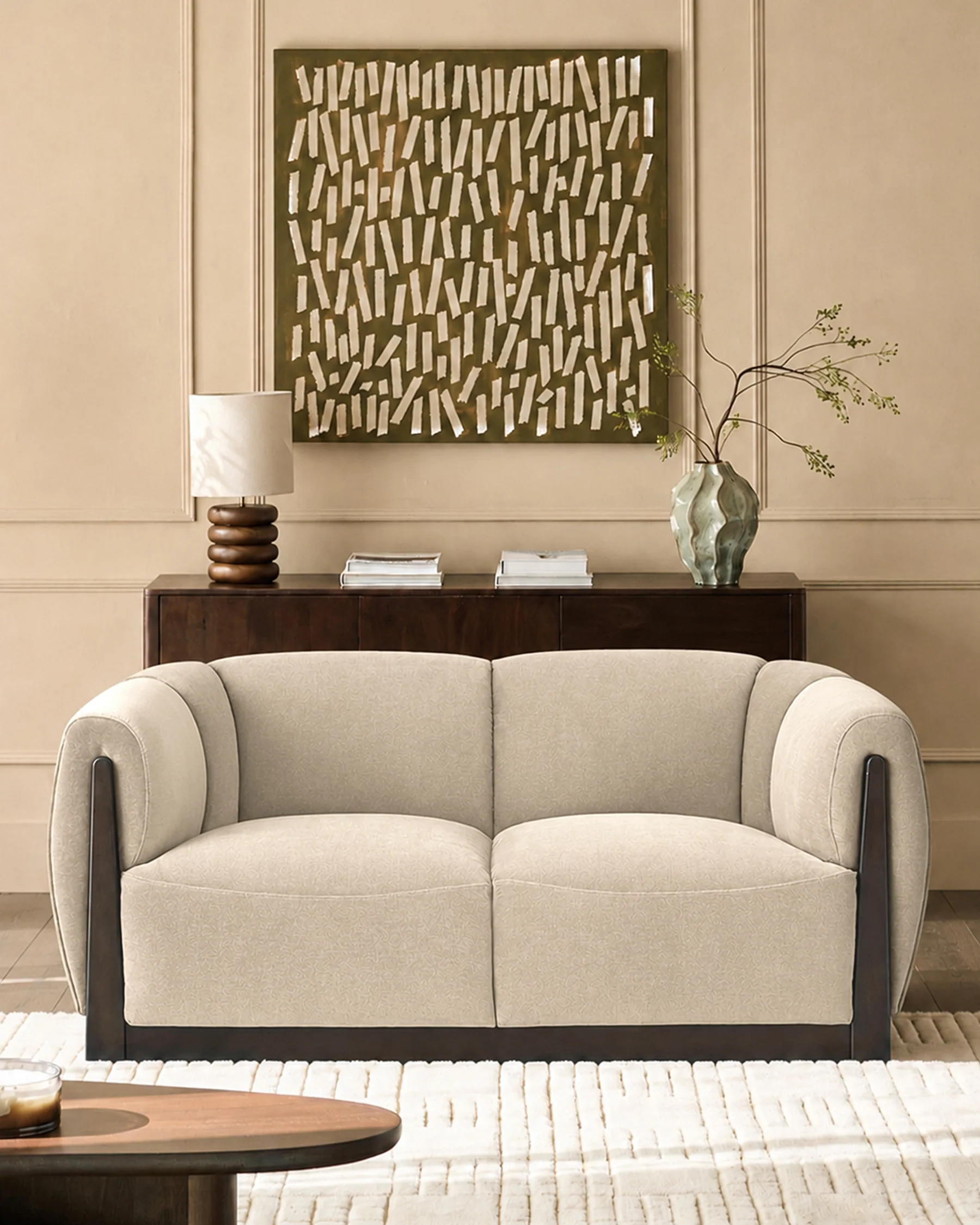 Teagan champagne fabric 2 seater sofa - Image 2
