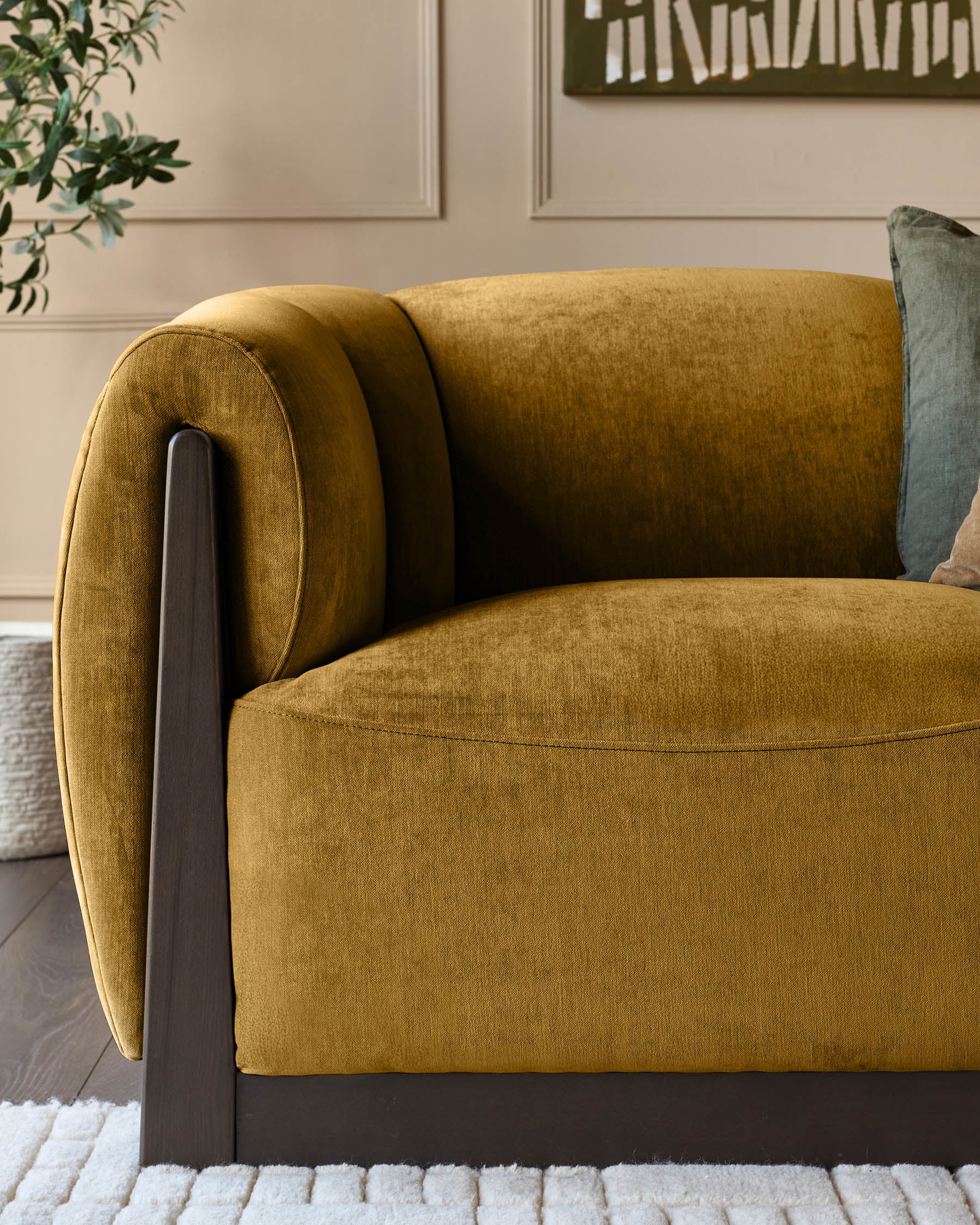 Teagan ochre fabric 2 seater sofa - Image 5