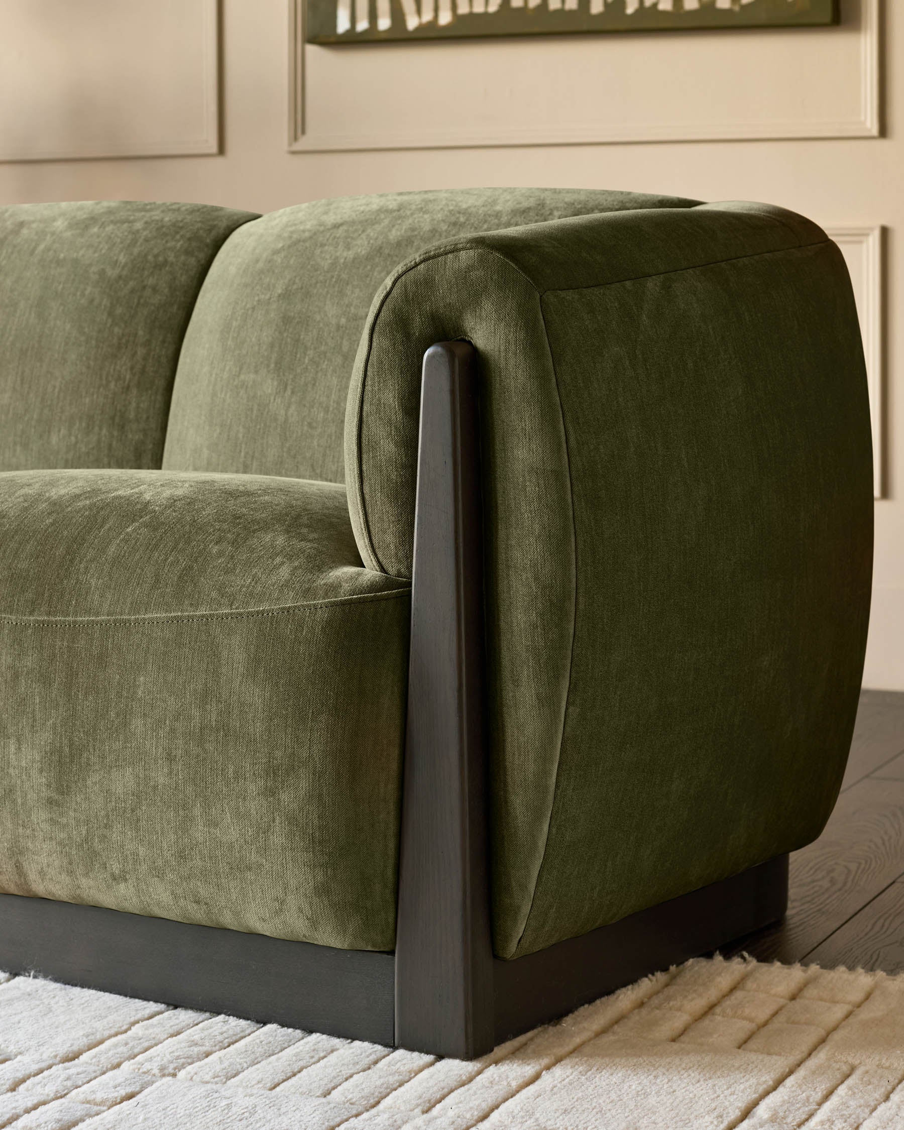 Teagan olive green fabric 2 seater sofa - Image 3