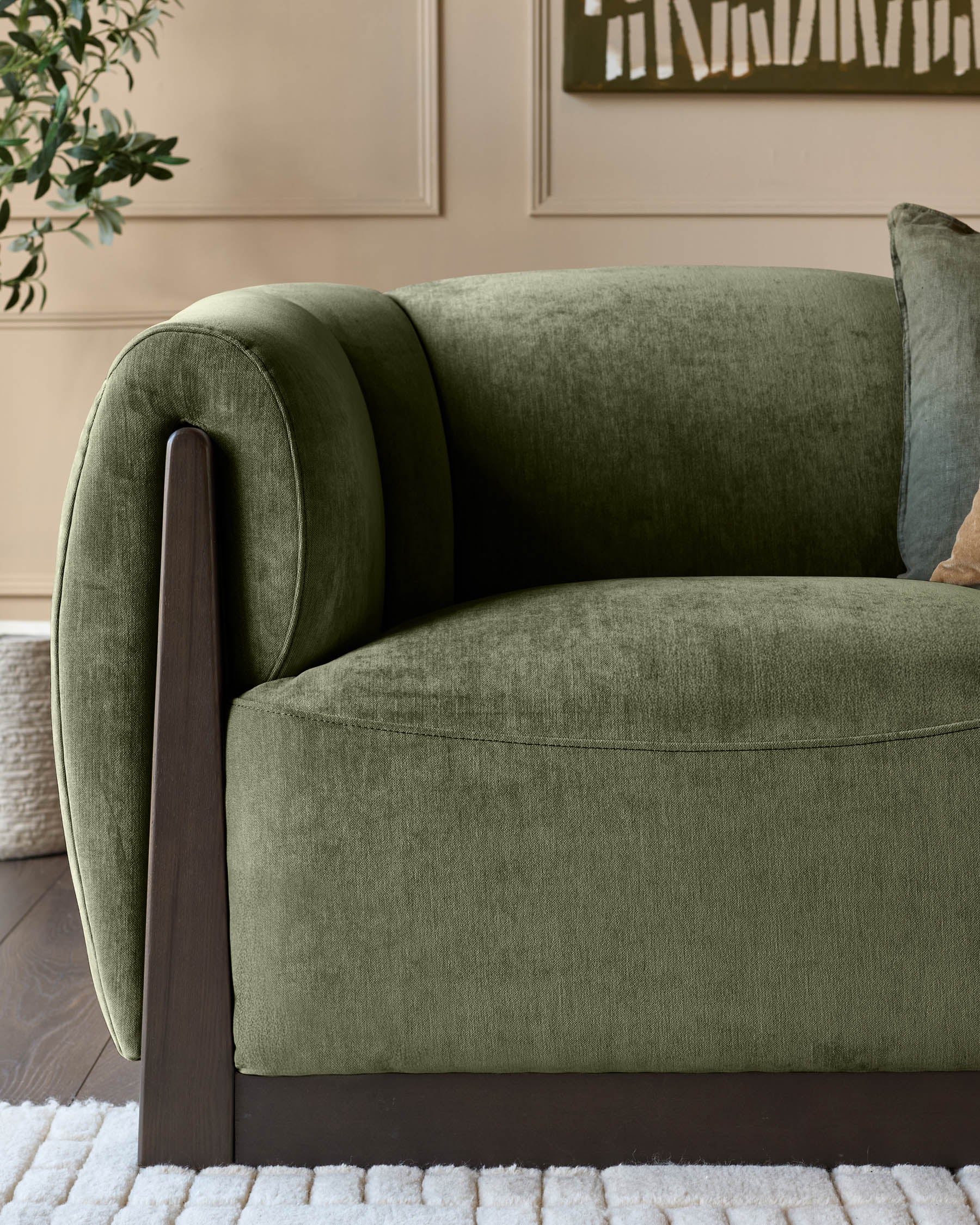Teagan olive green fabric 2 seater sofa - Image 6