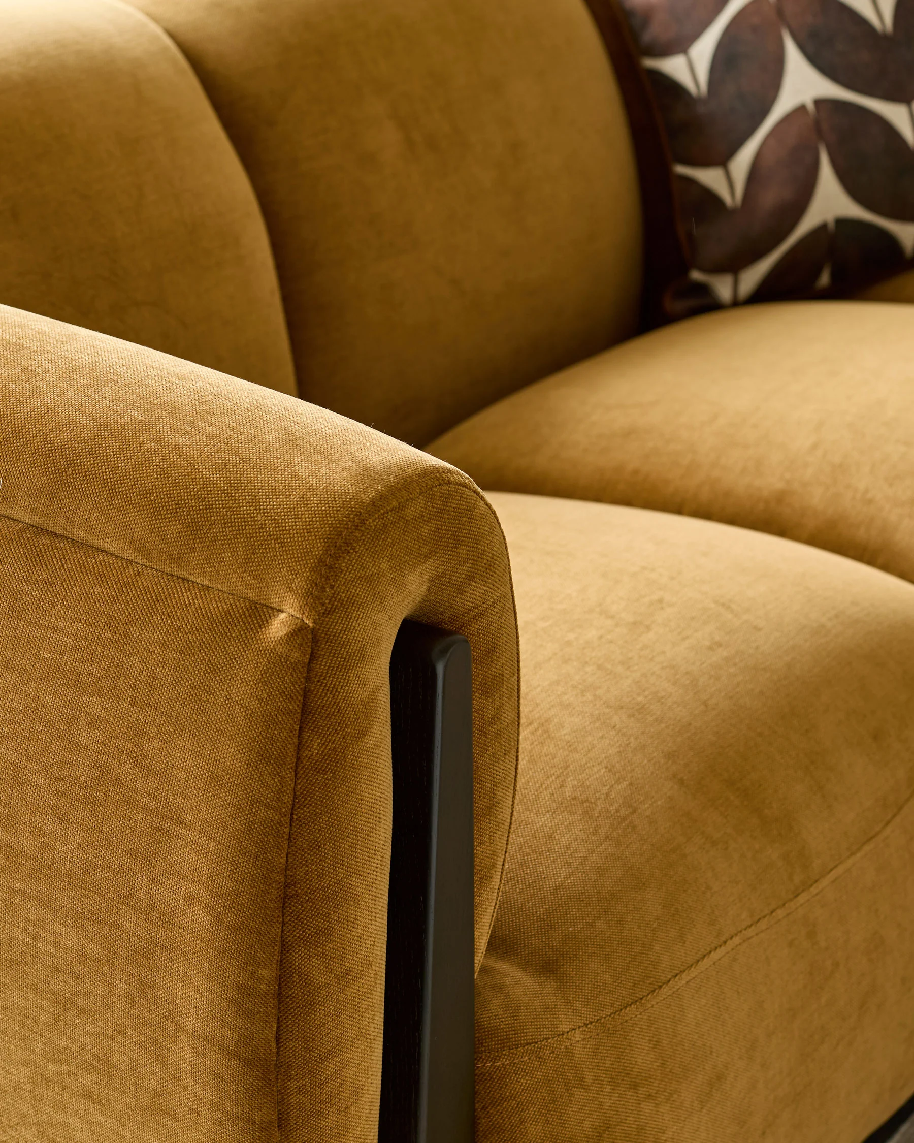 Teagan ochre fabric 3 seater sofa - Image 5