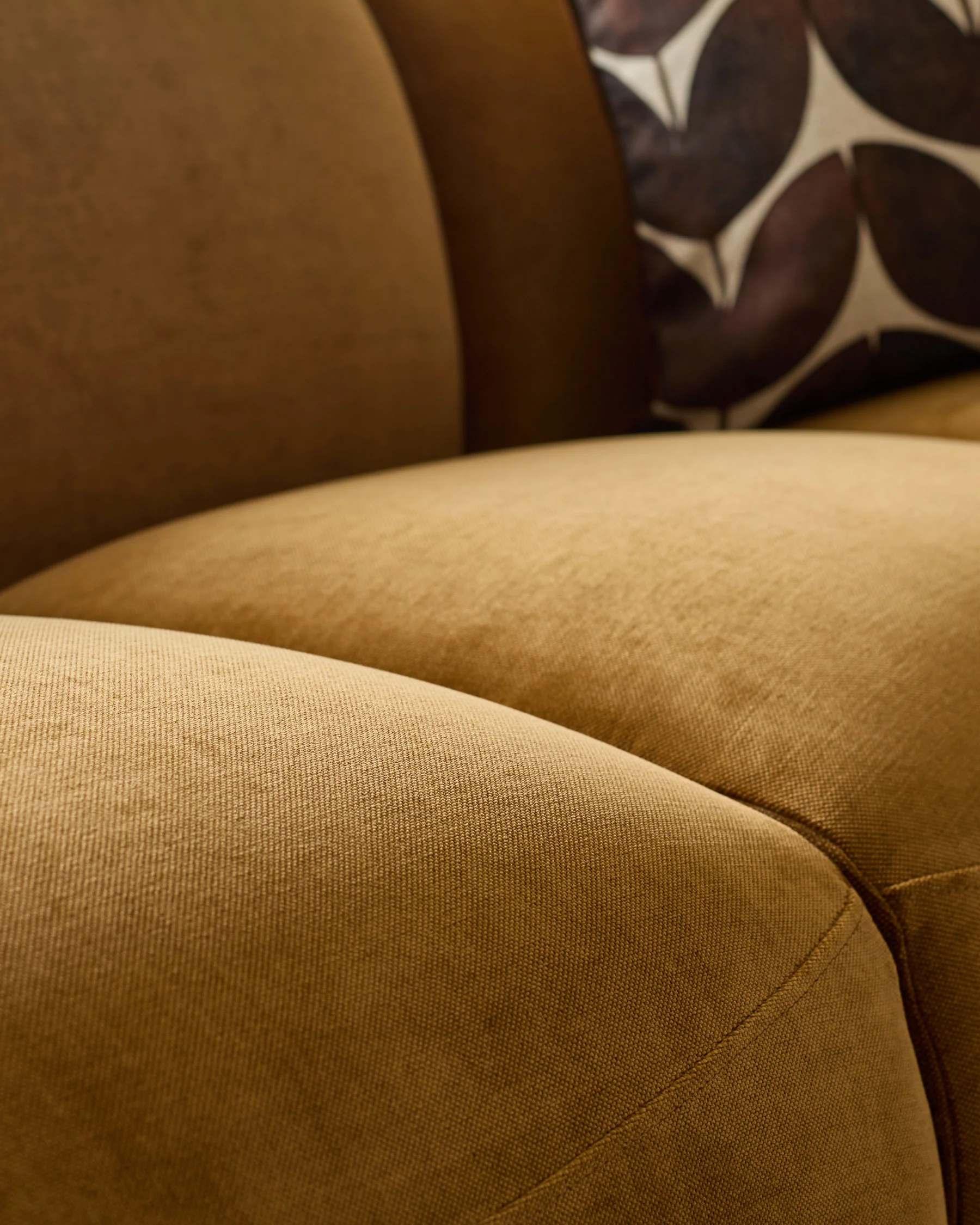 Teagan ochre fabric 3 seater sofa - Image 6