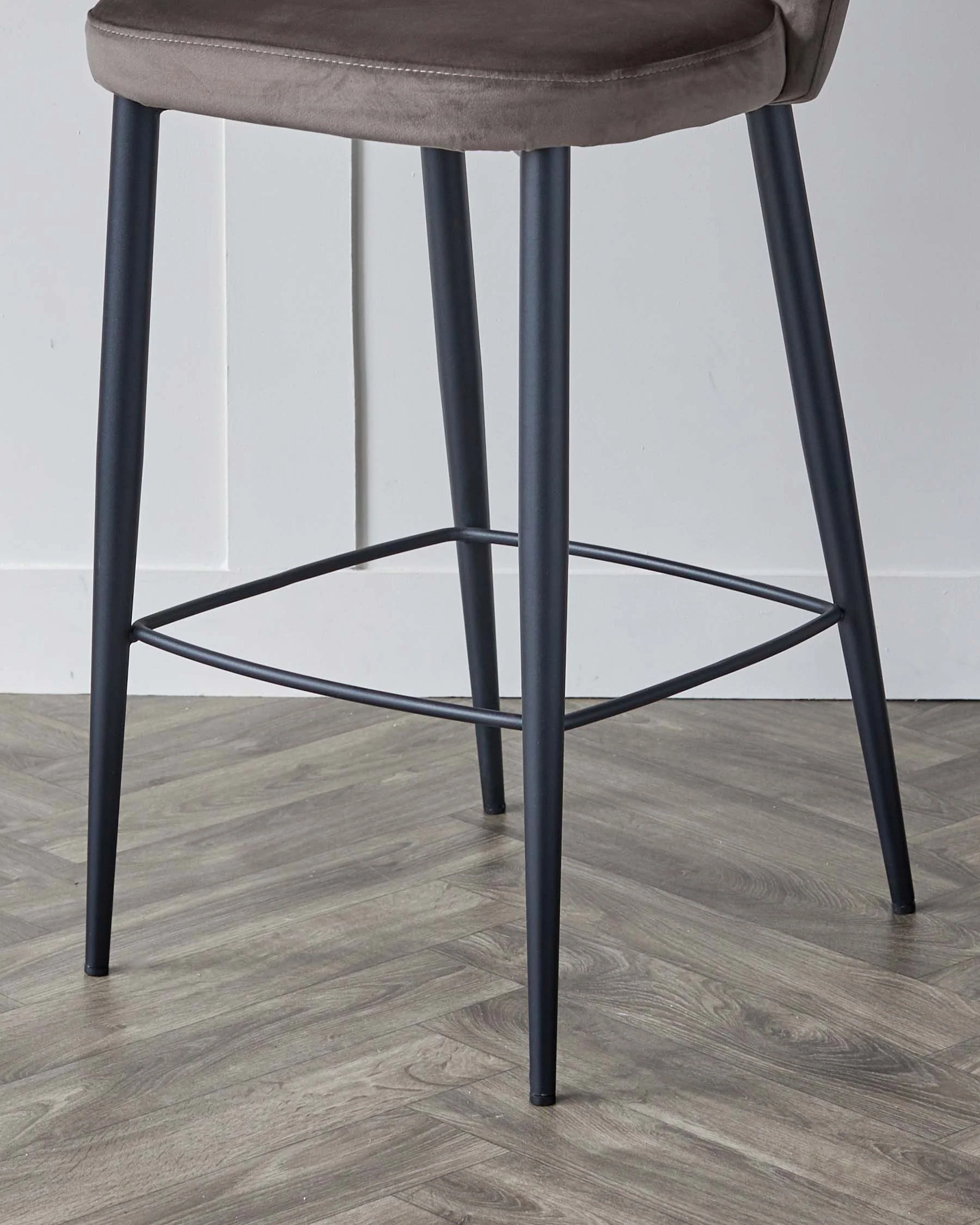 Trinny Black Metal Bar Stool in Mocha Plush Velvet - Image 5