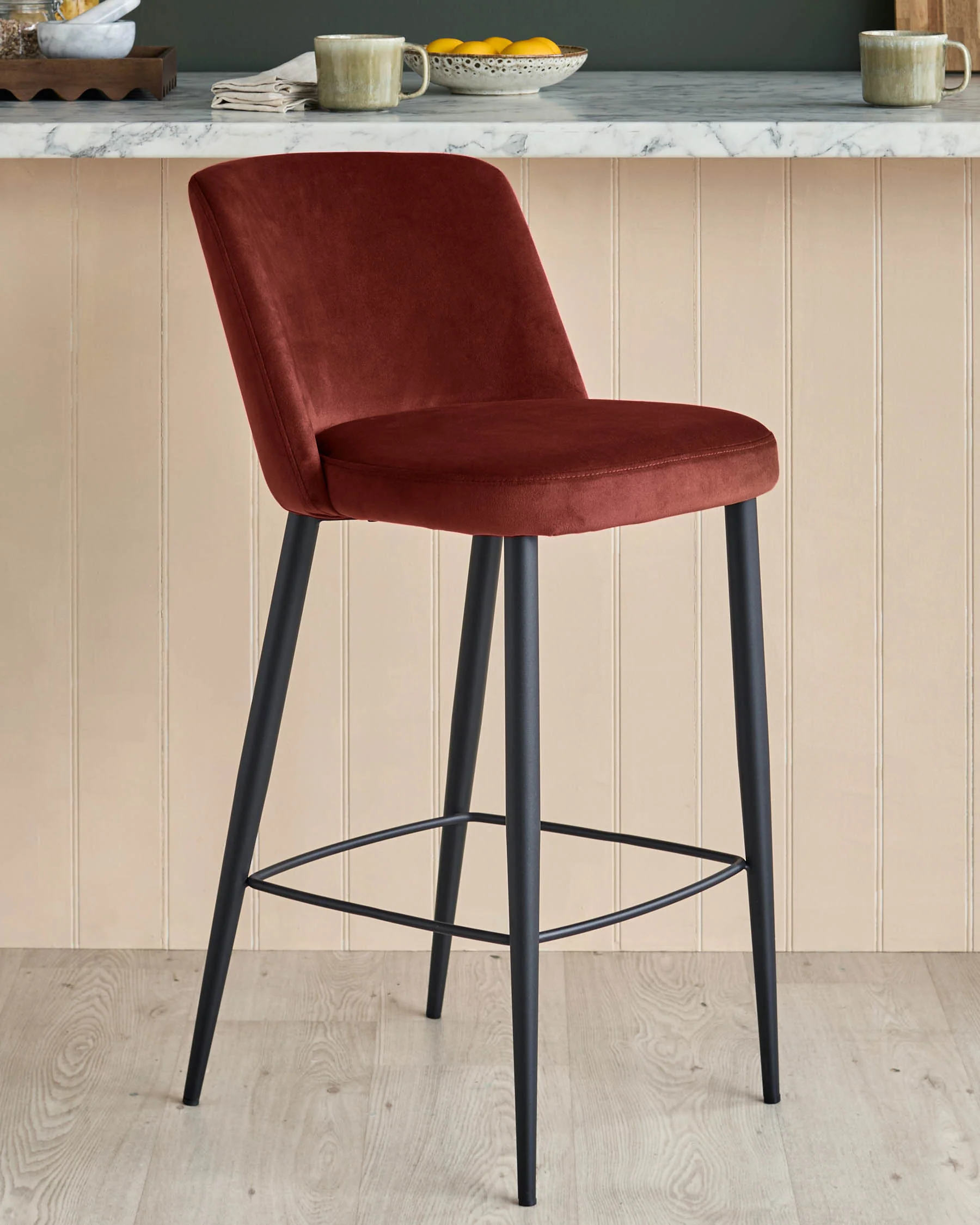 Trinny toffee red velvet bar stool