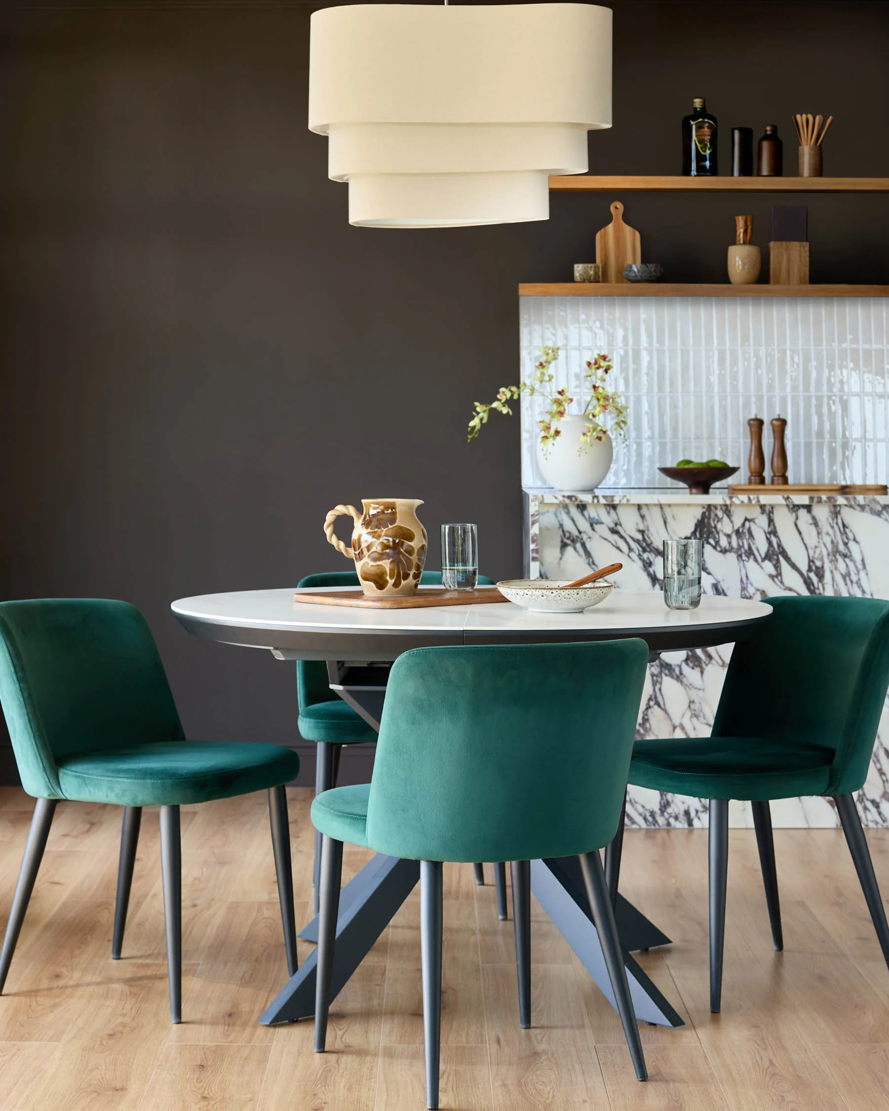 Trinny Dark Green Velvet Dining Chair - Image 2