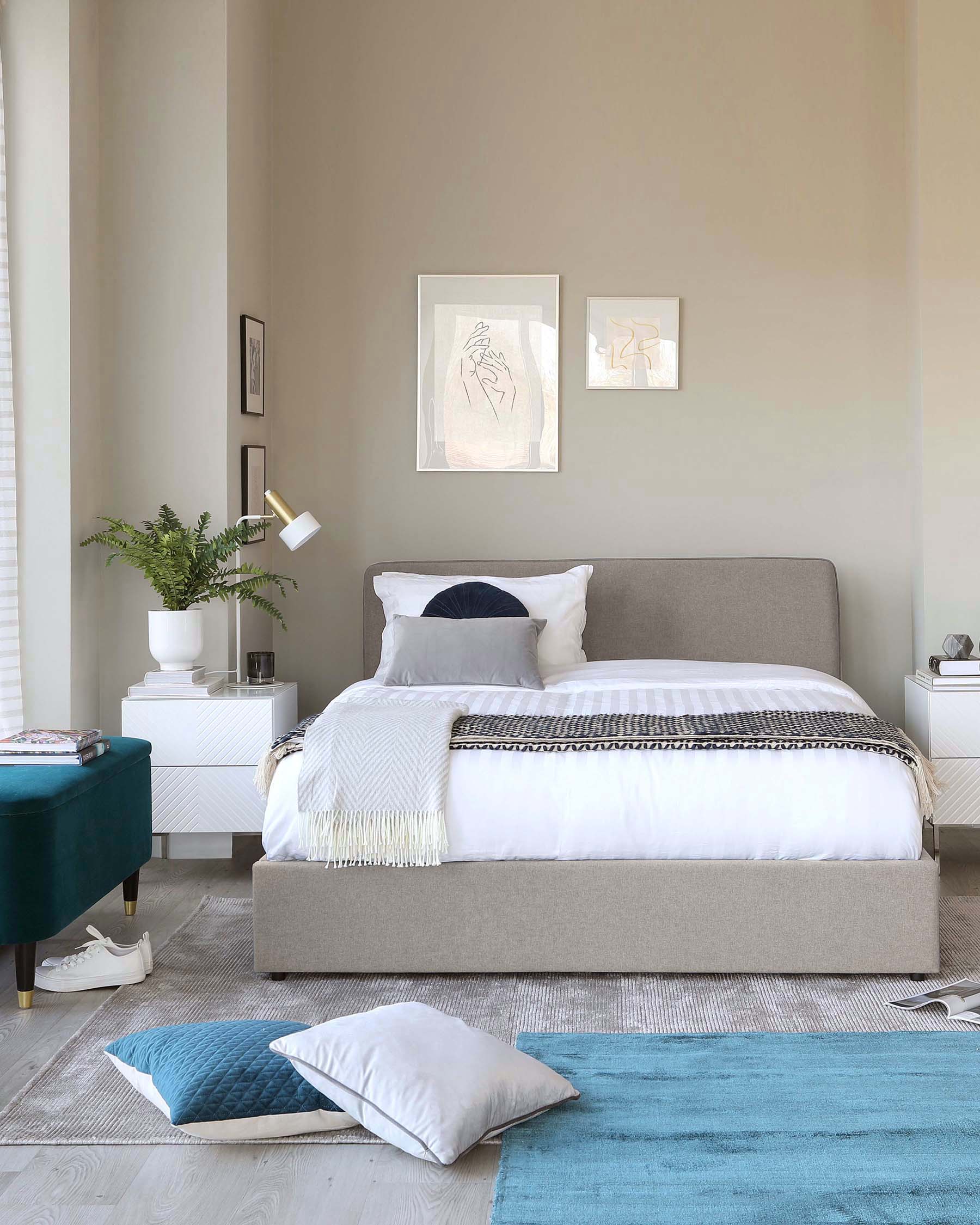 Turin Grey Fabric King Size Bed with Storage - Image 3