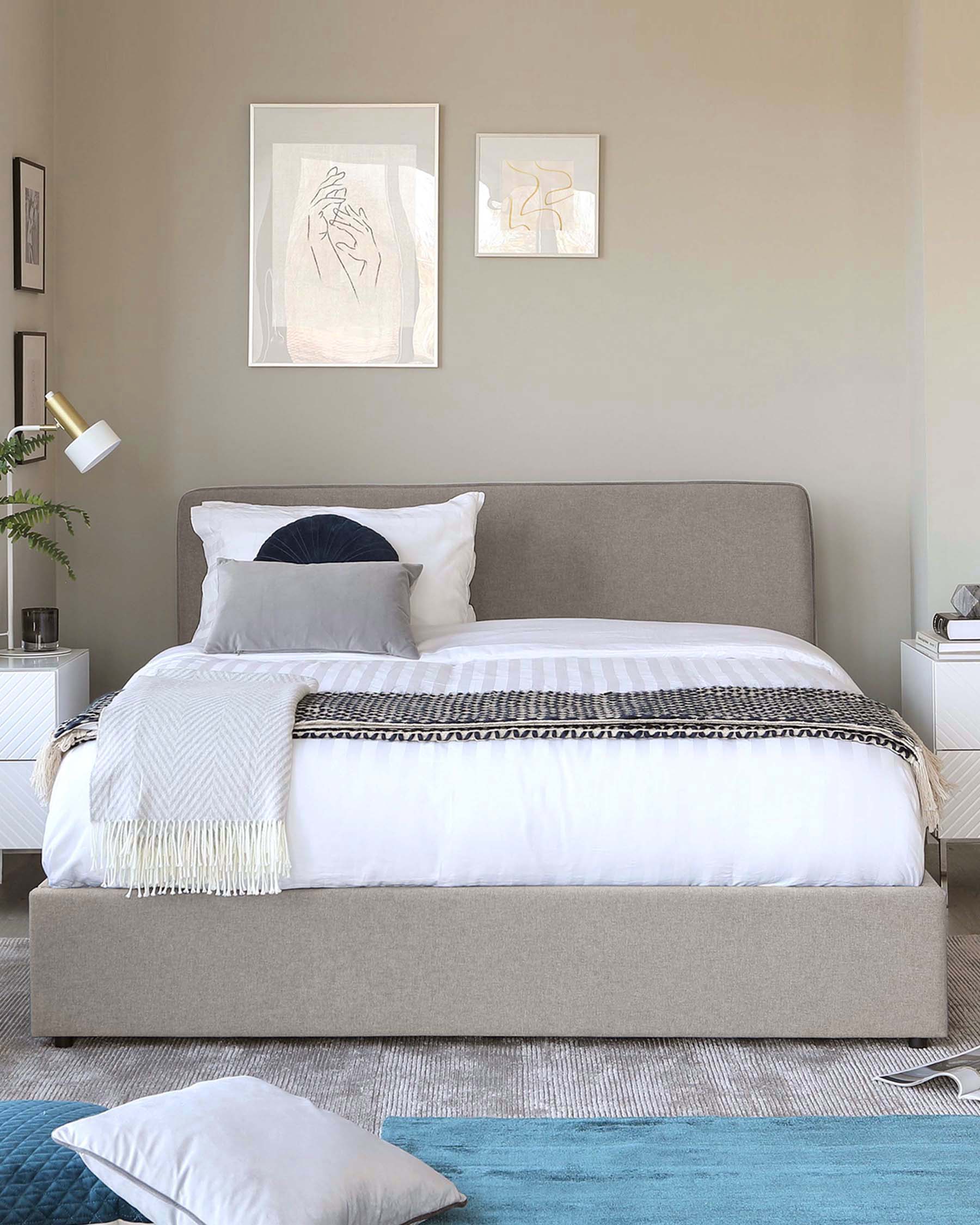 Turin Grey Fabric King Size Bed with Storage - Image 7