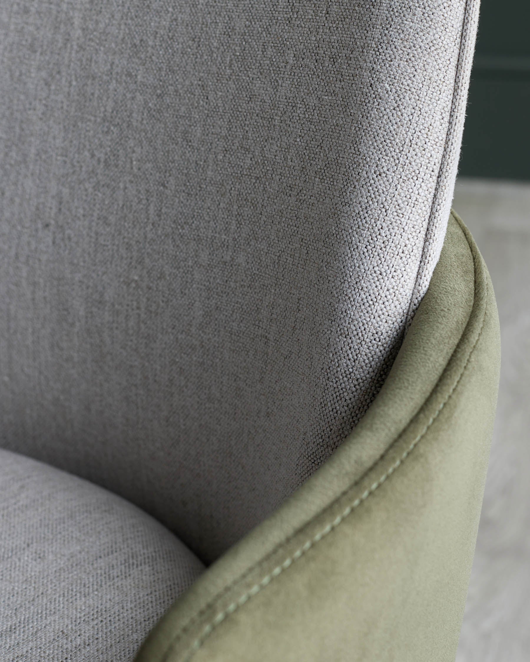 Wren natural fabric and olive green velvet dining chair - Image 3