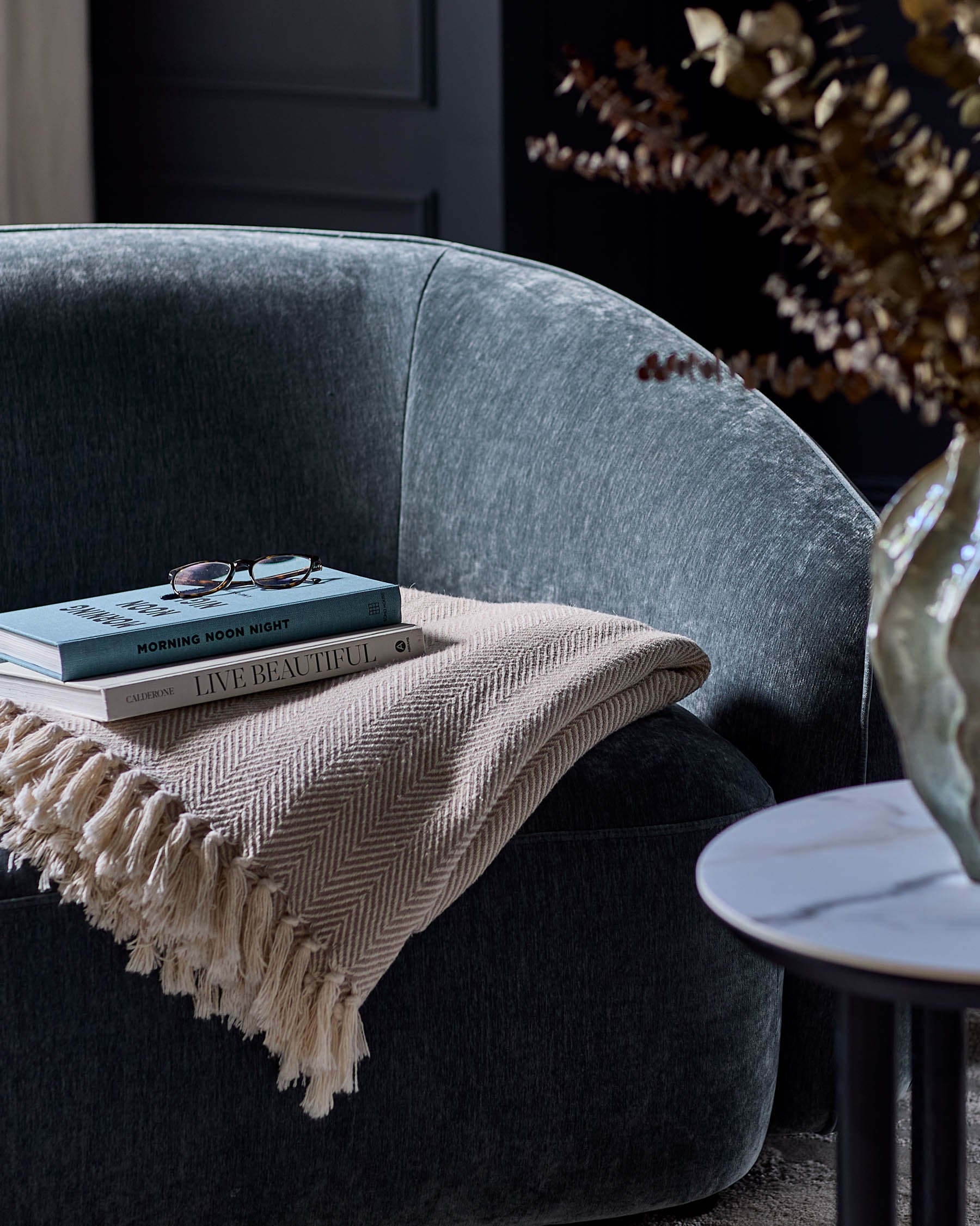 Zoey blue grey fabric armchair - Image 3